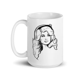 70's Dolly Parton Pop Art Drawing Premium Printed White glossy mug