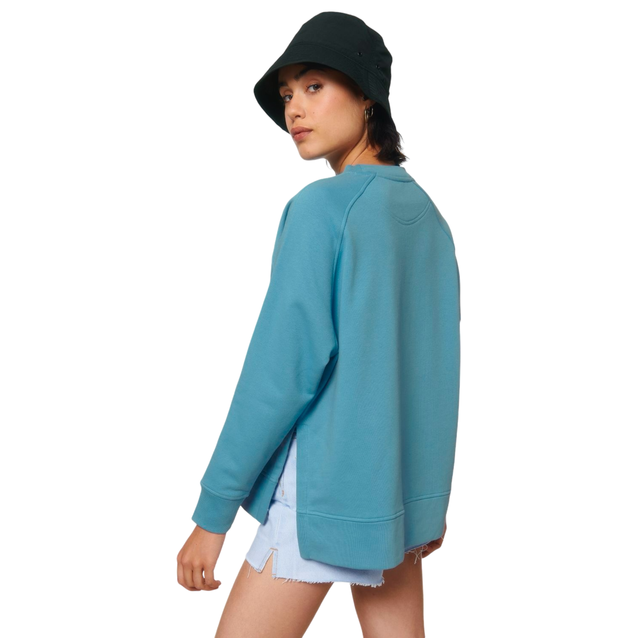 'AND THE STARS LOOK VERY DIFFERENT TODAY' glitter embroidered organic oversized side split women's wilder sweatshirt - inspired by David Bowie