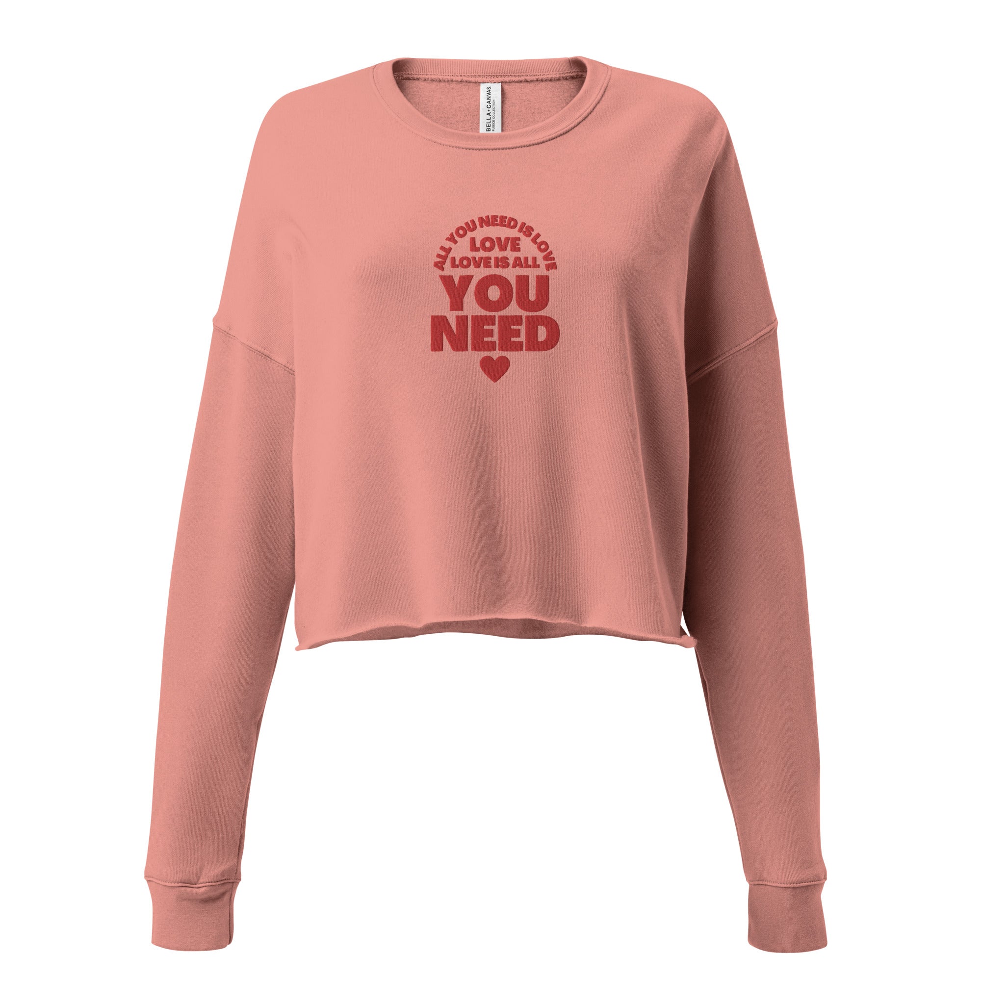All You Need Is Love Premium Embroidered Women's Crop Sweatshirt - Inspired by The Beatles