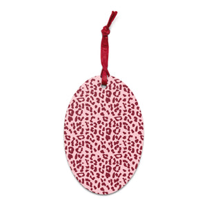 Taylor Hawkins Pop Art Vintage Style Printed Wooden Christmas Tree Holiday Ornaments - Pink / Leopard
