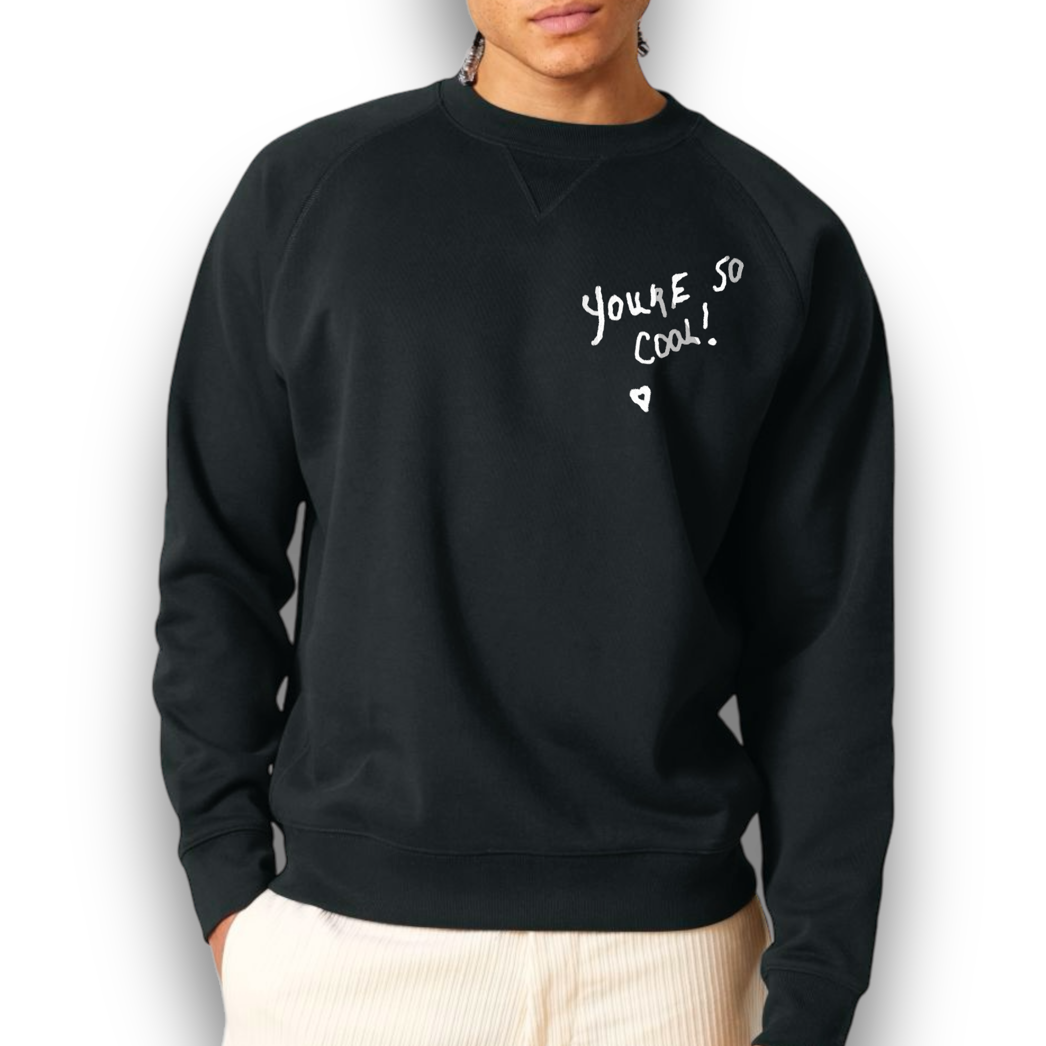 'YOU'RE SO COOL' embroidered organic unisex raglan sleeved 'knoxer' heritage sports sweatshirt - inspired by True Romance
