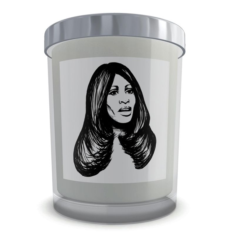 Boxed 1960s Tina Turner Line Art Natural Wax Candle Set in Glass (50 hour)