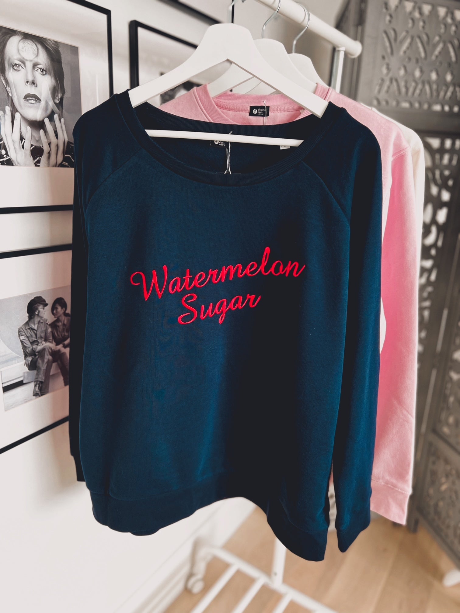 'WATERMELON SUGAR' EMBROIDERED WOMEN'S ORGANIC COTTON DAZZLER SWEATSHIRT - optional embroidery colour