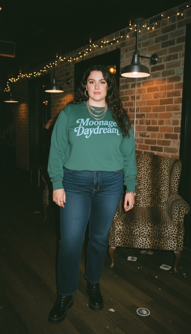 'MOONAGE DAYDREAM' embroidered organic unisex 'matcher' vintage aged sweatshirt