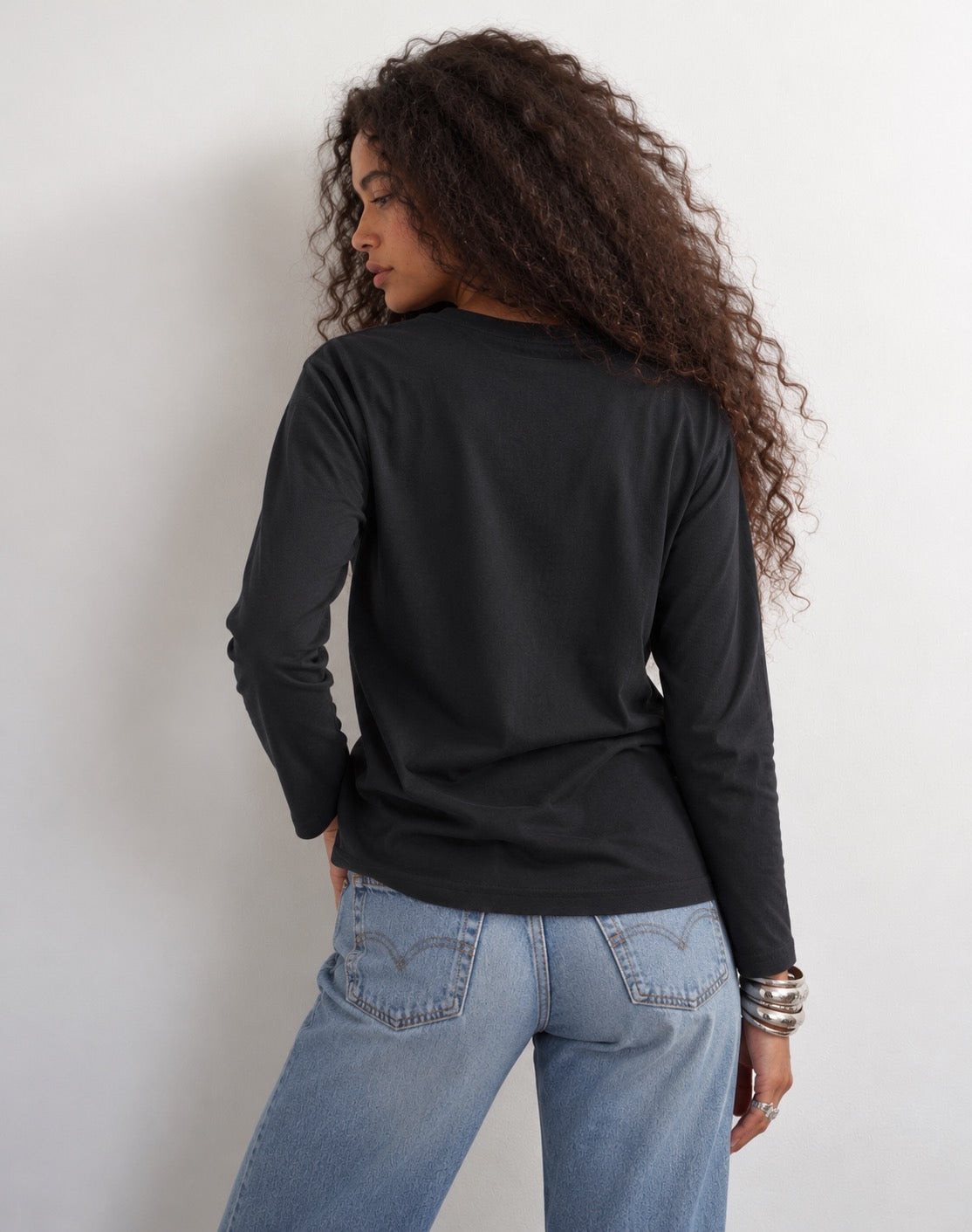 Women's Personalised Lyric Centre Chest Embroidered premium organic iconic Long Sleeve 'Creator 2.0' t-shirt - choose your own lyrics, font and thread colour