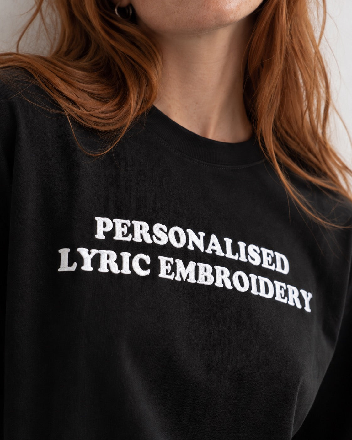 Women's Personalised Lyric Centre Chest Embroidered premium organic iconic relaxed heavy 'Freestyler' t-shirt
