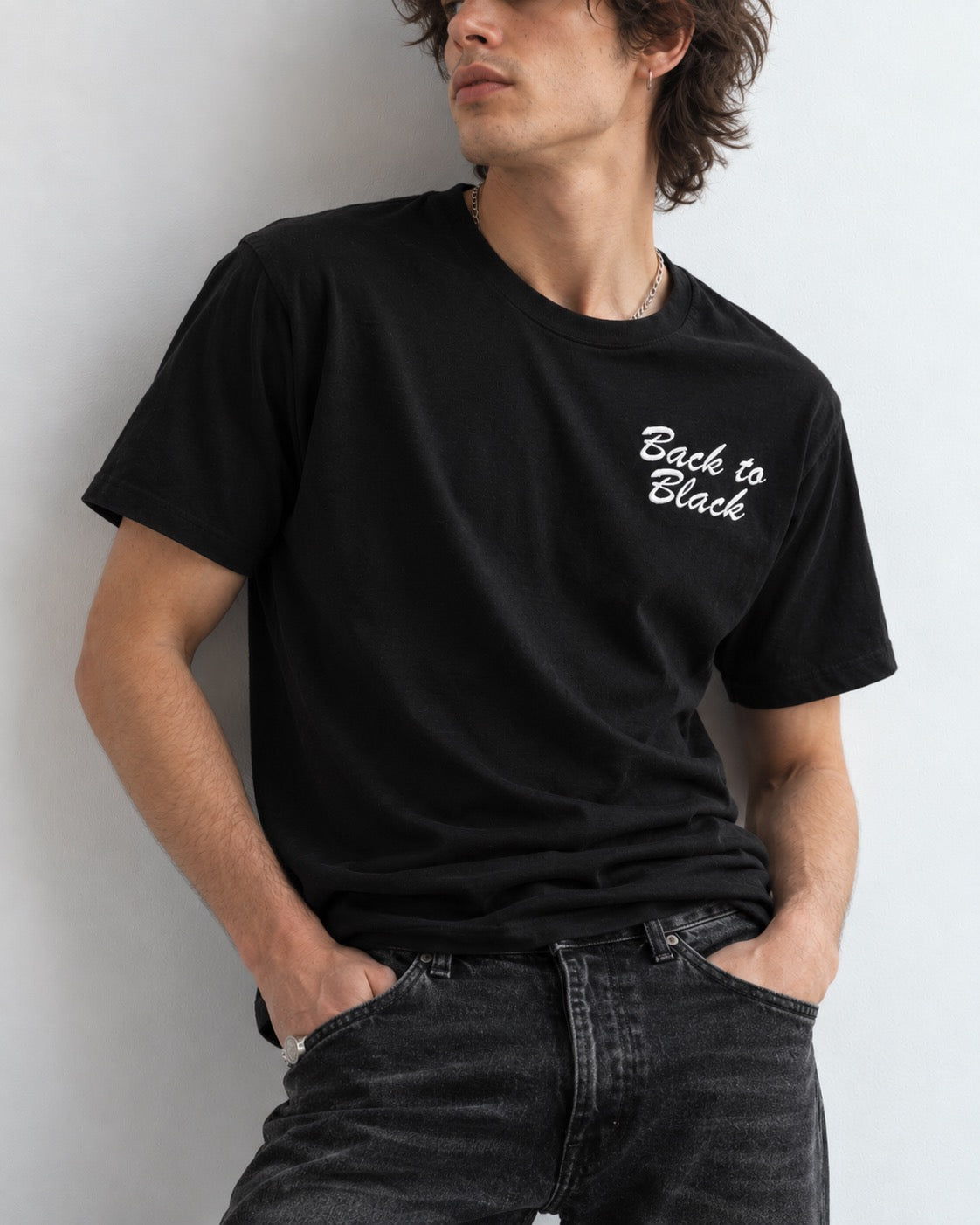 Men's 'BACK TO BLACK' left chest embroidered premium organic classic fit 'Creator' t-shirt