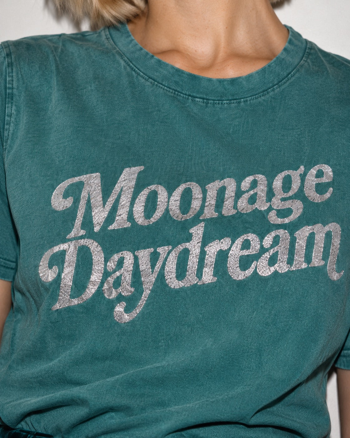 Women's 'MOONAGE DAYDREAM' embroidered premium organic 'Crafter' t-shirt - sizes XXS-5XL