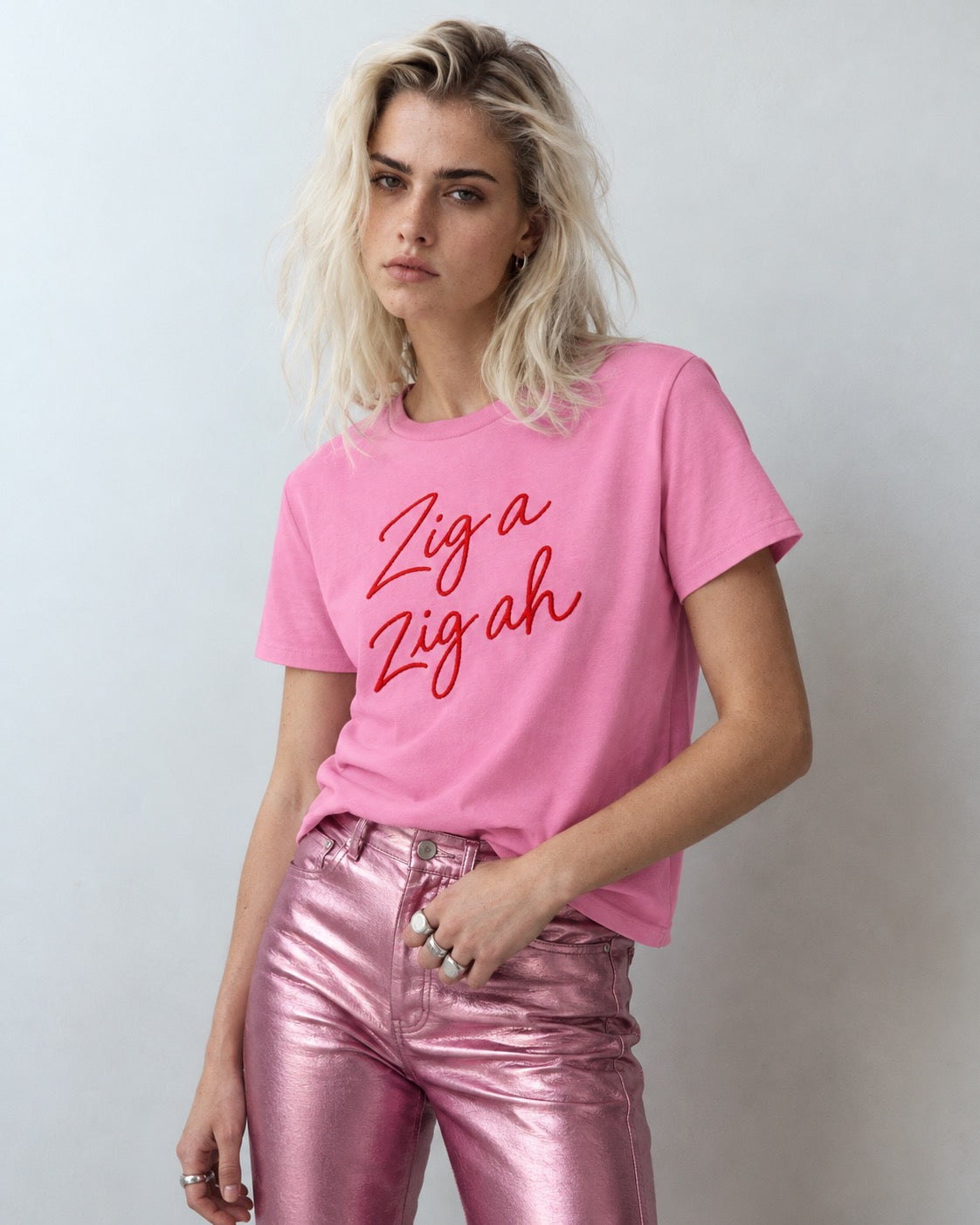 'ZIG A ZIG AH' hand-embroidered style premium organic women's classic fit 'Muser' t-shirt