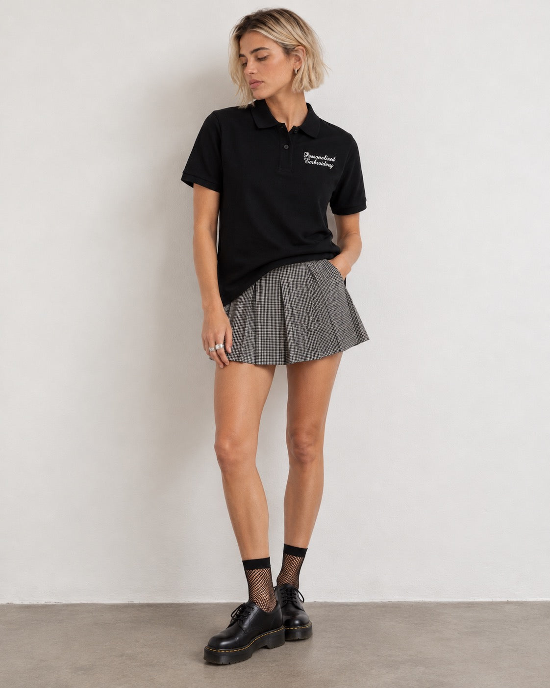 Personalised Lyric Left Chest Embroidered premium organic women's 'Lol' polo shirt - choose your own lyrics, font and thread colour