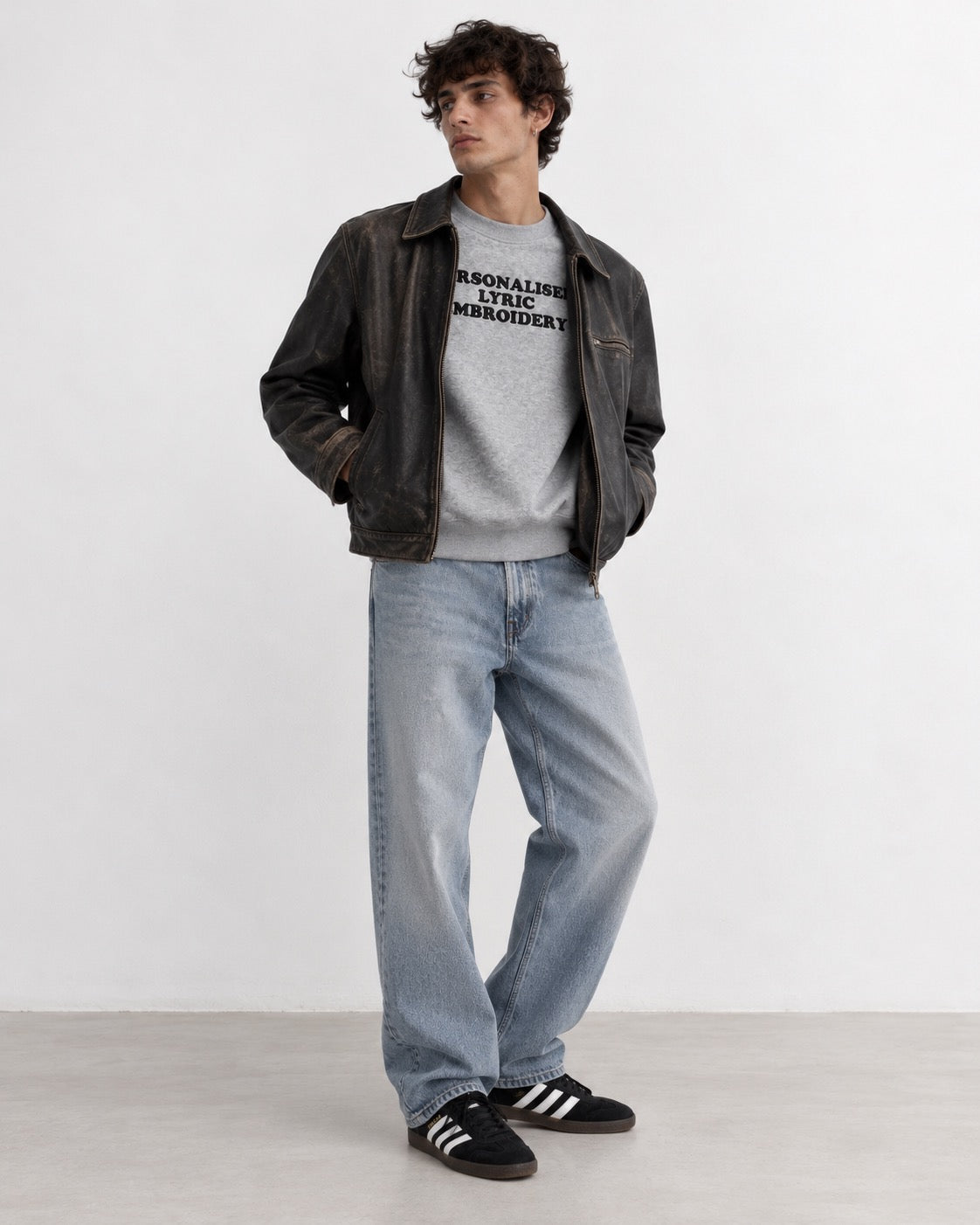 Men's Personalised Lyric Centre Chest Embroidered premium organic classic crew neck 'Changer' sweatshirt