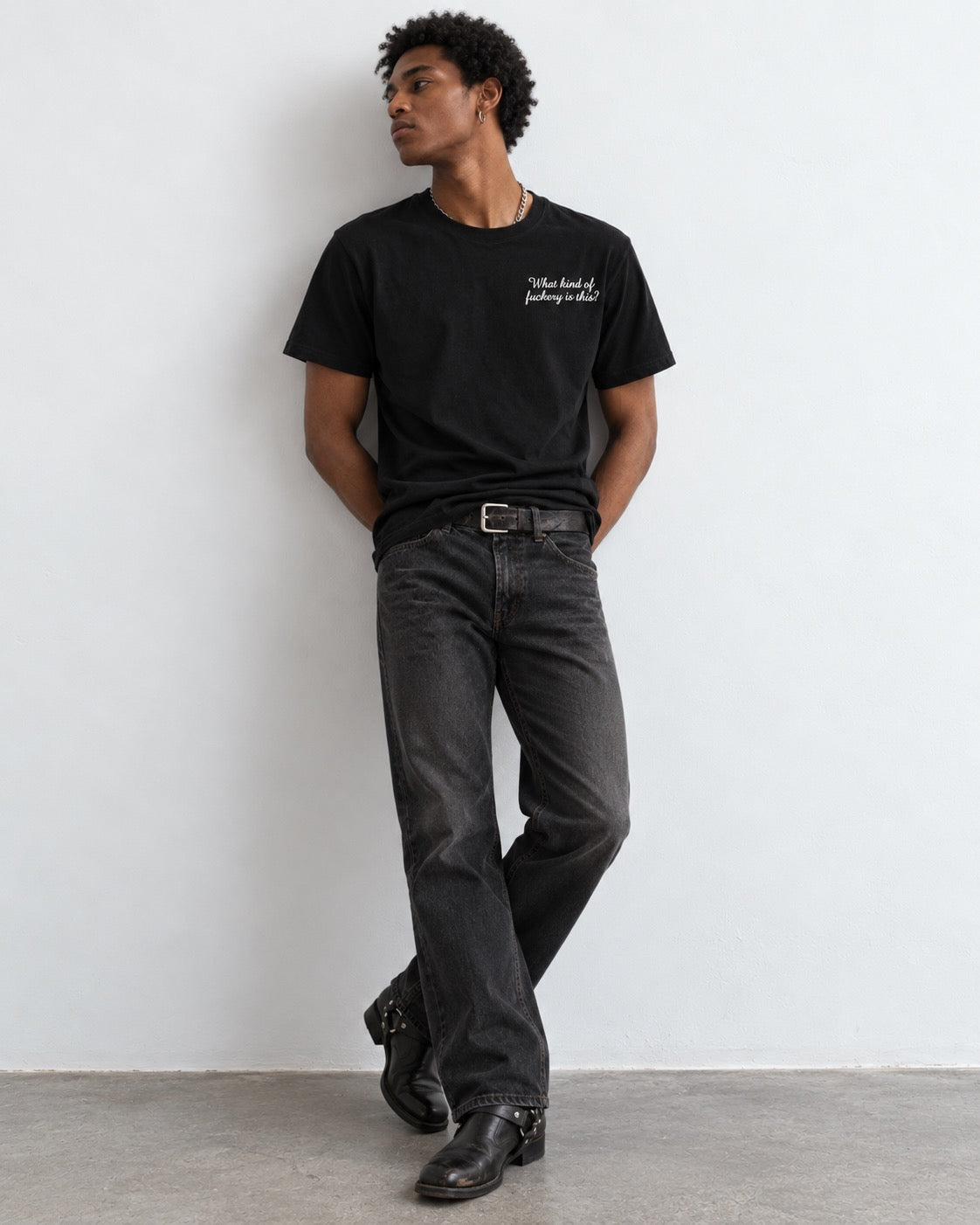Men's 'WHAT KIND OF F CKERY IS THIS?' left chest embroidered premium organic classic fit 'Creator' t-shirt