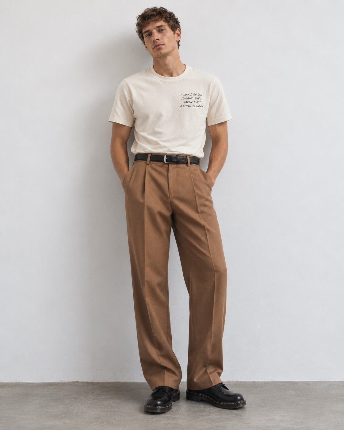 Men's 'I WOULD GO OUT TONIGH, BUT I HAVEN'T GOT A STITCH TO WEAR' left chest embroidered premium organic classic fit 'Creator' t-shirt