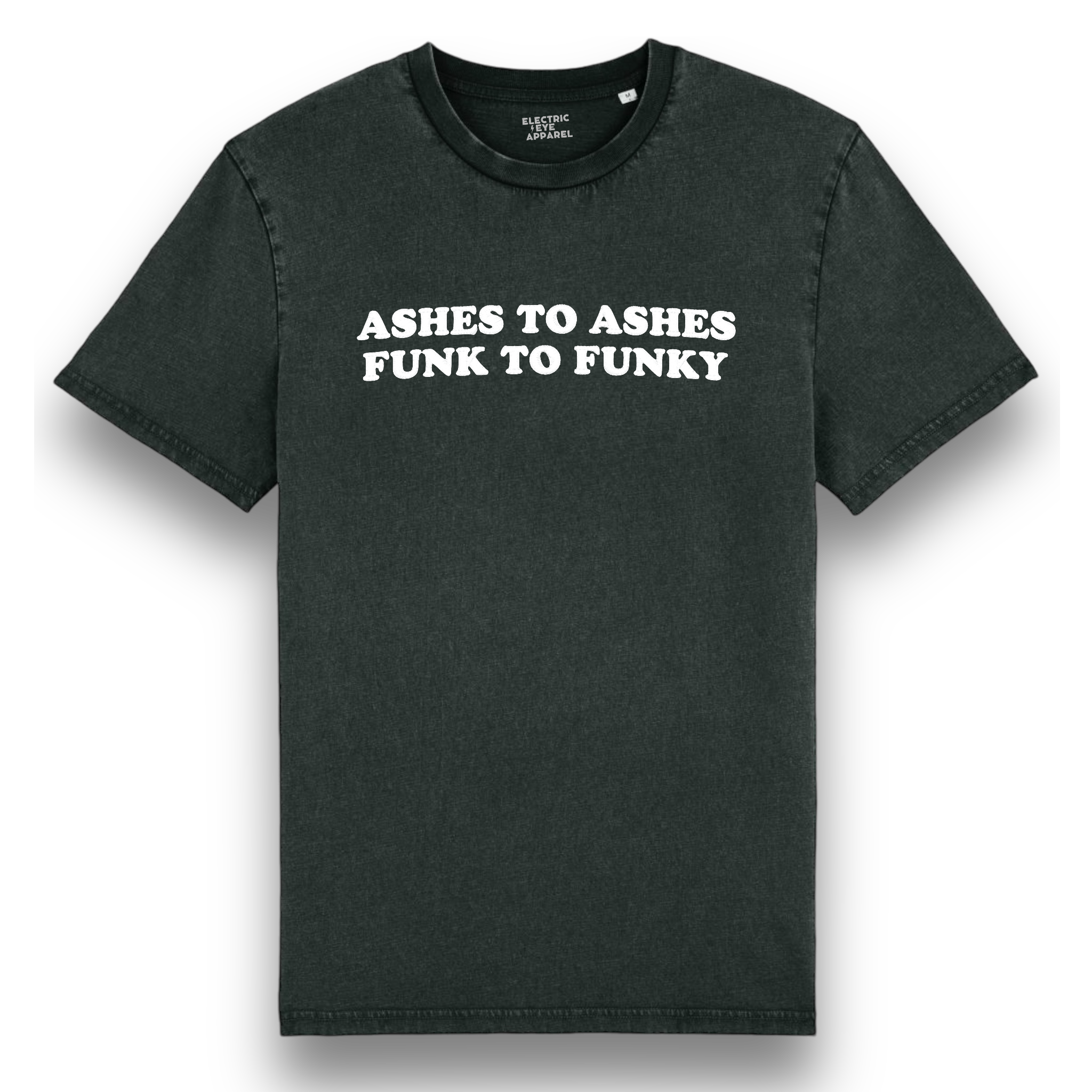 'ASHES TO ASHES FUNK TO FUNKY' embroidered premium organic unisex vintage aged t-shirt - inspired by David Bowie