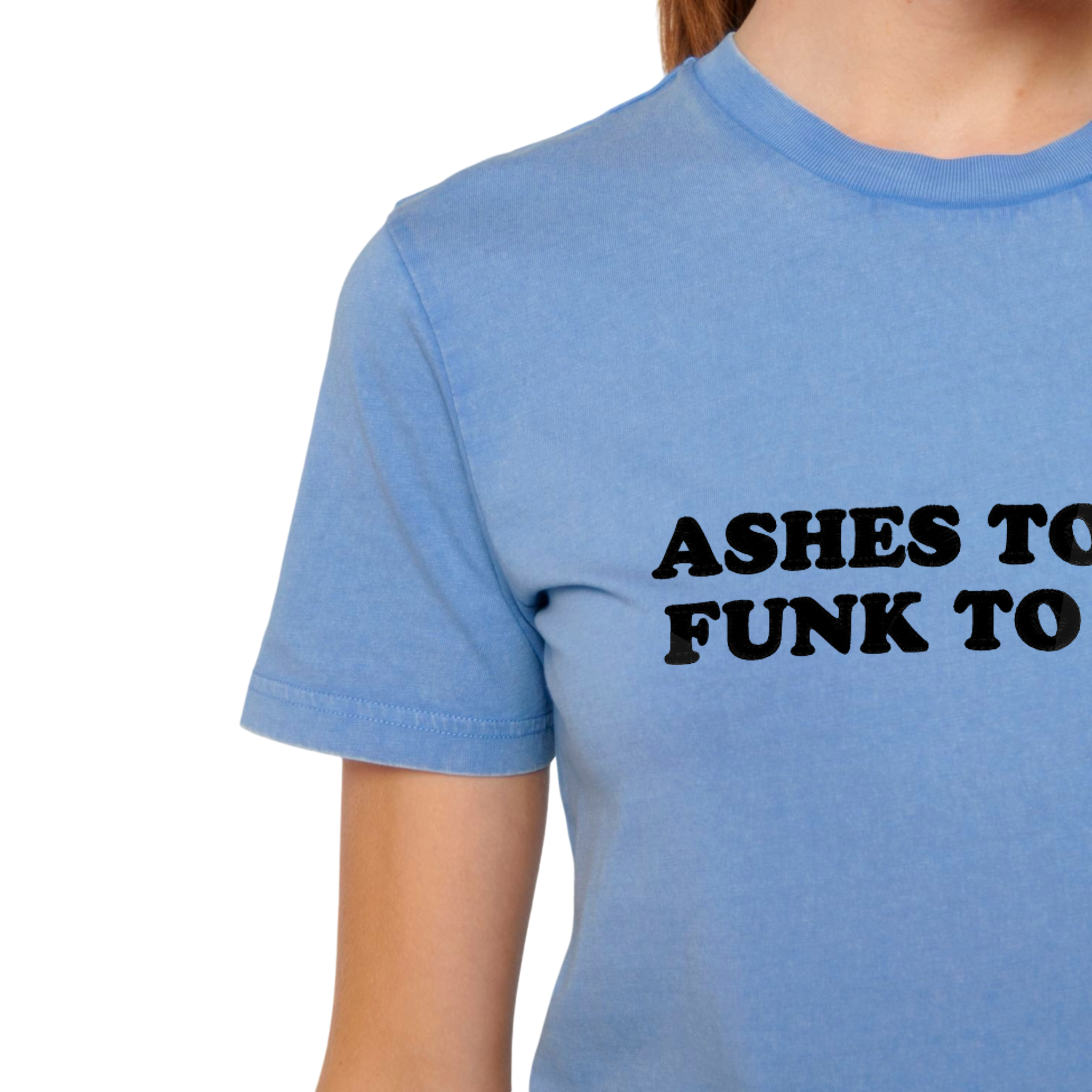 'ASHES TO ASHES FUNK TO FUNKY' embroidered premium organic unisex vintage aged t-shirt - inspired by David Bowie