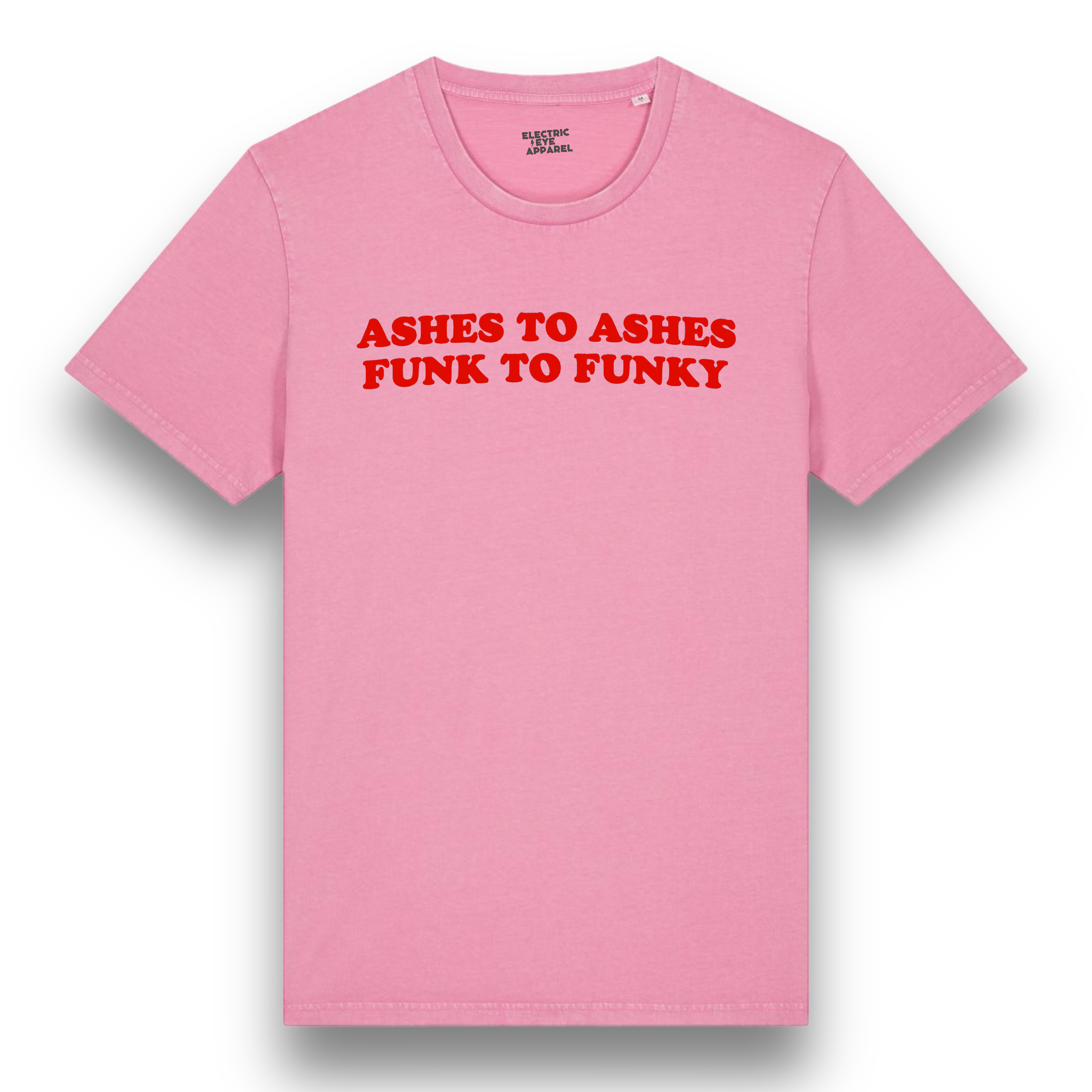 'ASHES TO ASHES FUNK TO FUNKY' embroidered premium organic unisex vintage aged t-shirt - inspired by David Bowie