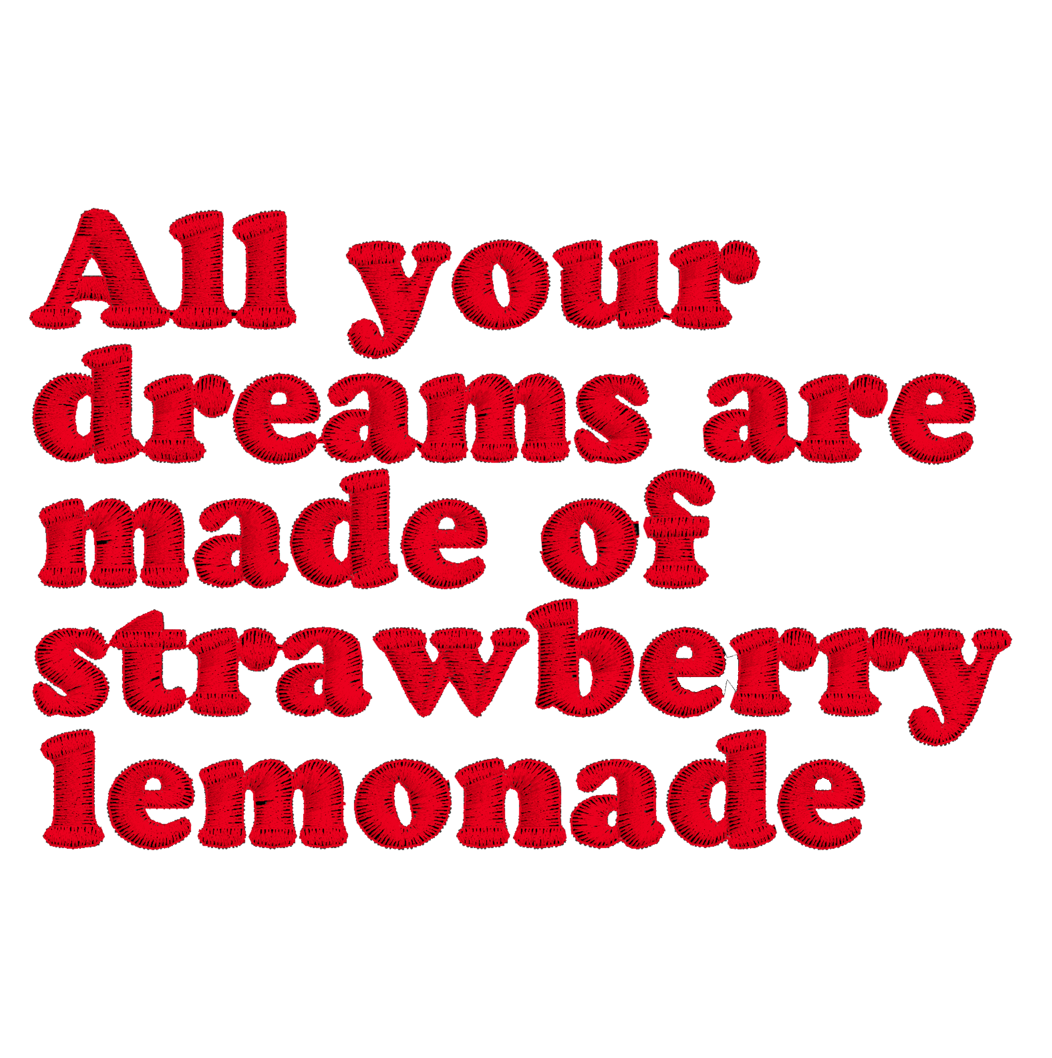 'ALL YOUR DREAMS ARE MADE OF STRAWBERRY LEMONADE' left chest embroidered organic women's dropped shoulder 'alma' sweatshirt - inspired by Oasis