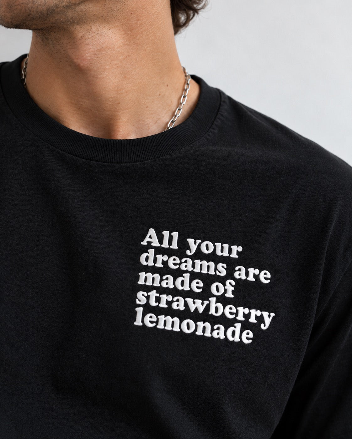 Men's 'ALL YOUR DREAMS ARE MADE OF STRAWBERRY LEMONADE' left chest embroidered premium organic classic fit 'Creator' t-shirt