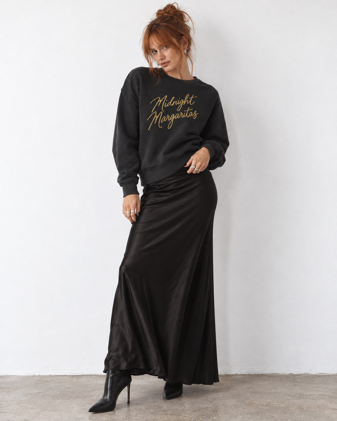 'Midnight Margaritas' embroidered organic women's dropped shoulder 'Alma' sweatshirt - choose your own embroidery colour