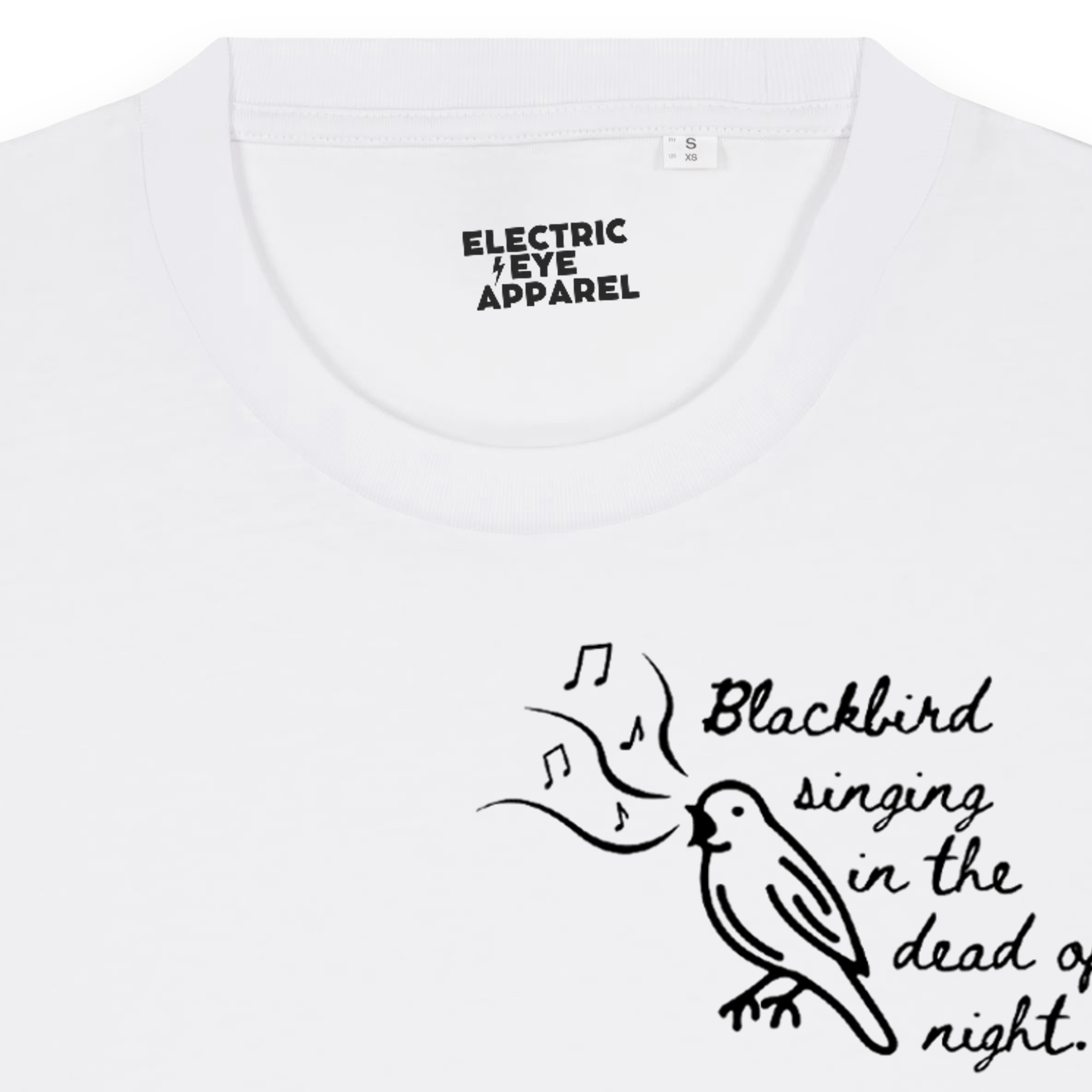 'BLACKBIRD SINGING' embroidered premium organic iconic women's boxy 'nova' t-shirt - inspired by The Beatles