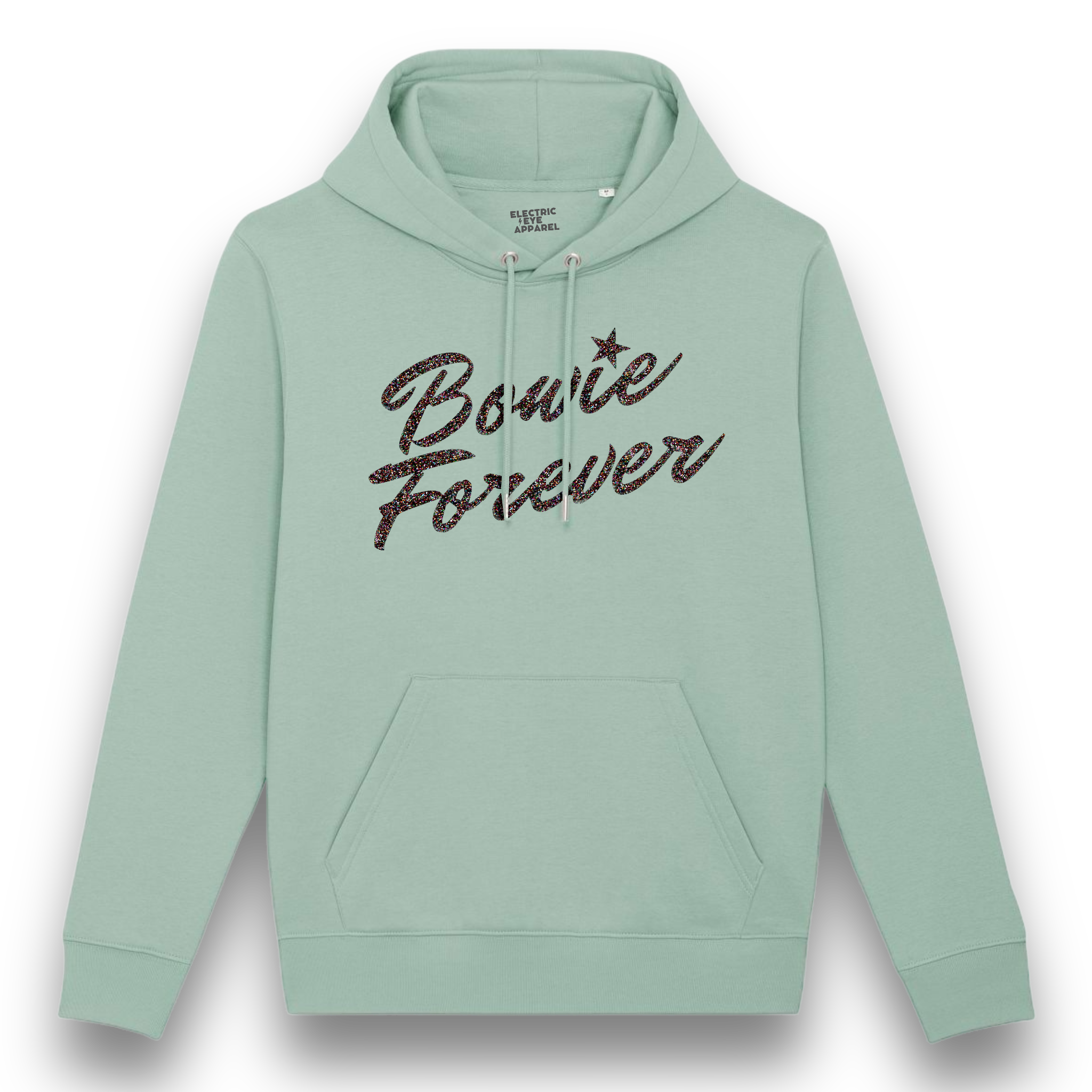 Limited Edition 'BOWIE FOREVER' glitter embroidered organic cotton unisex 'cruiser' hoodie