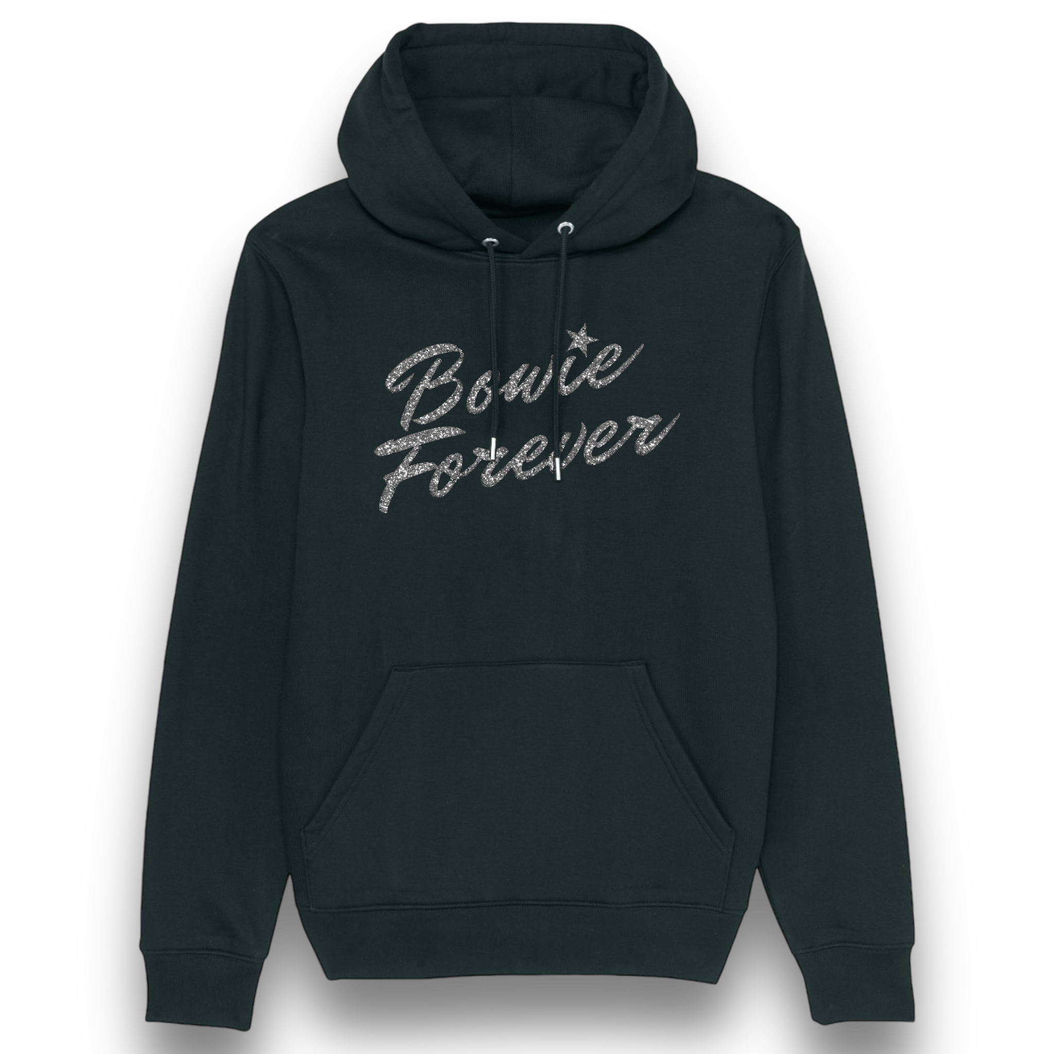 Limited Edition 'BOWIE FOREVER' glitter embroidered organic cotton unisex 'cruiser' hoodie