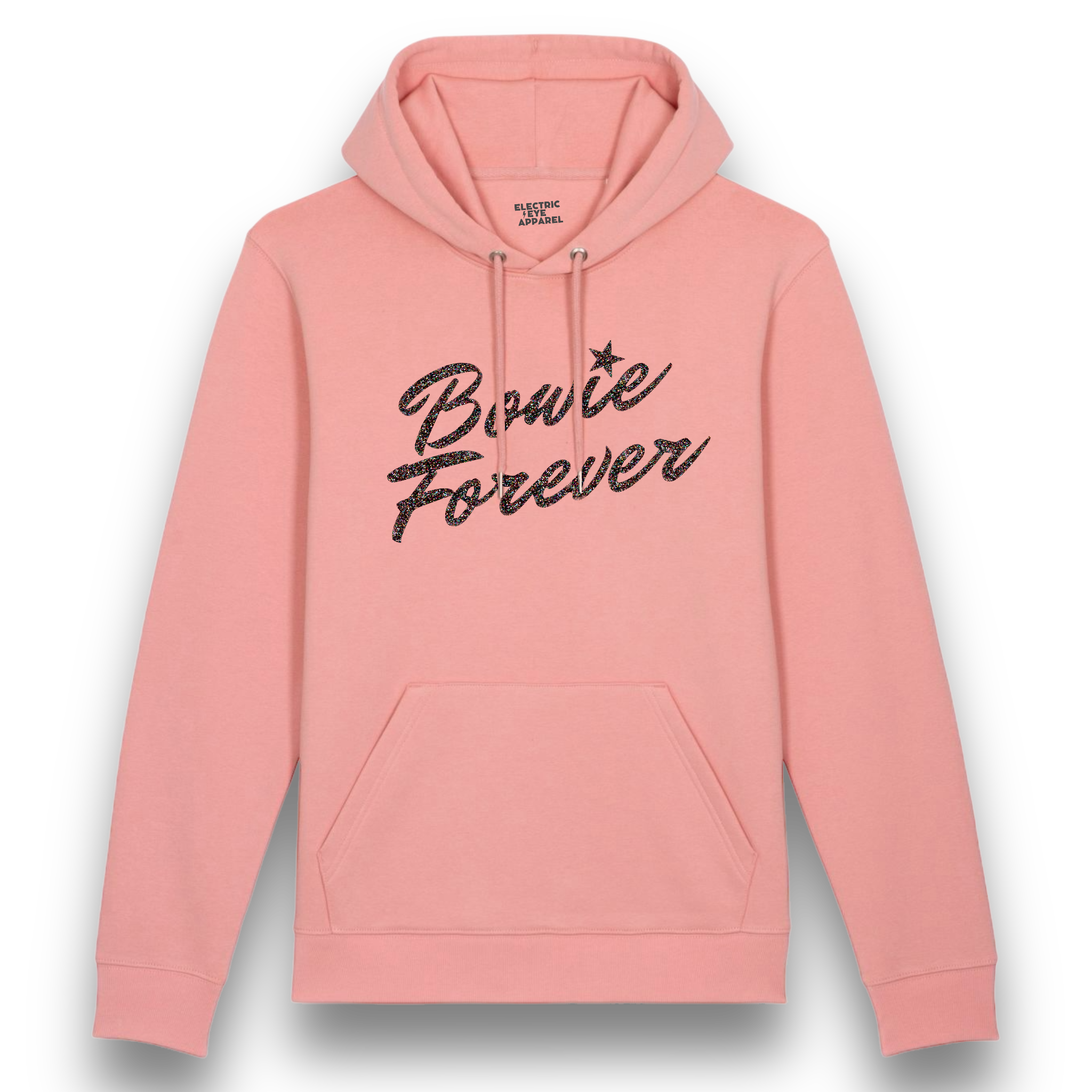 Limited Edition 'BOWIE FOREVER' glitter embroidered organic cotton unisex 'cruiser' hoodie