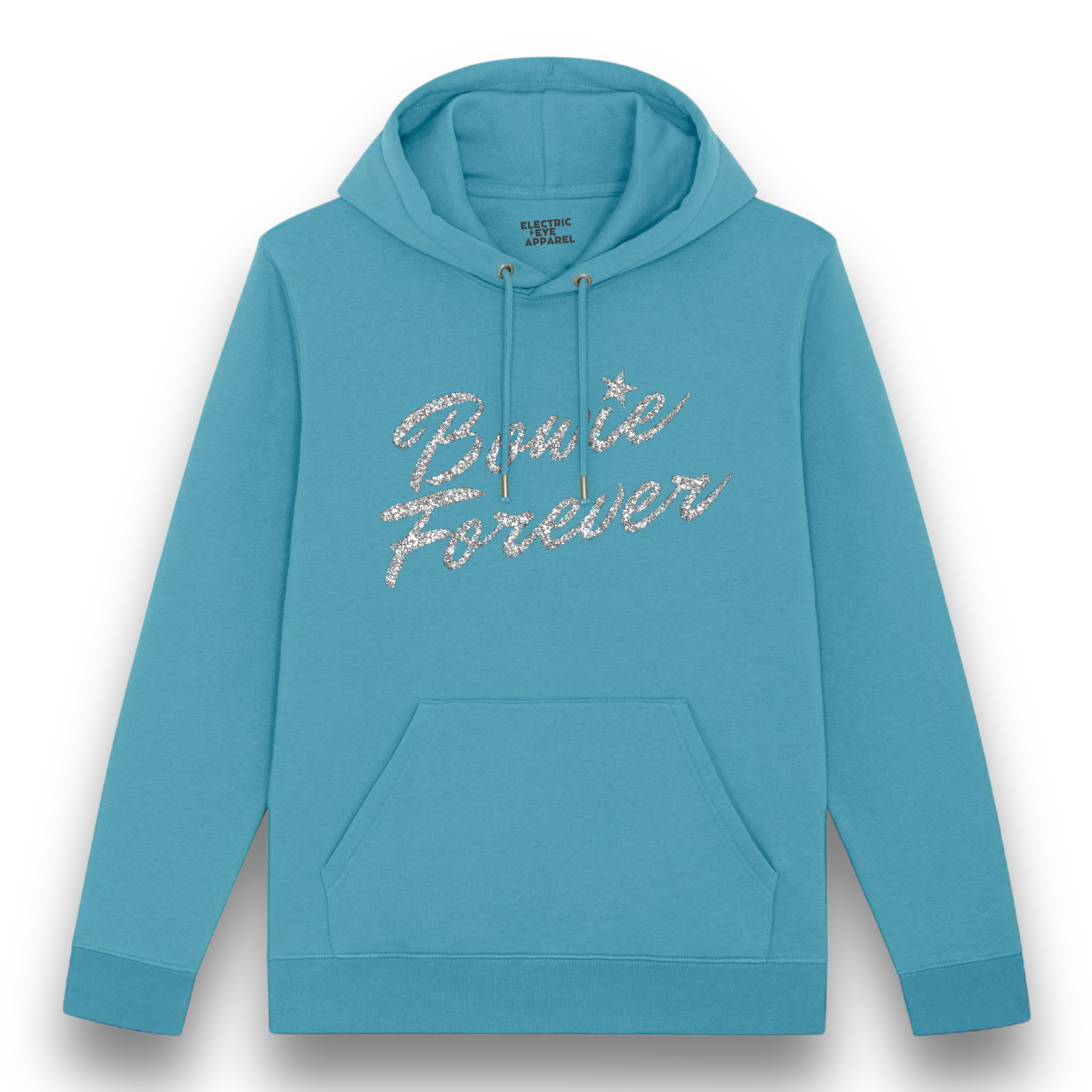 Limited Edition 'BOWIE FOREVER' glitter embroidered organic cotton unisex 'cruiser' hoodie