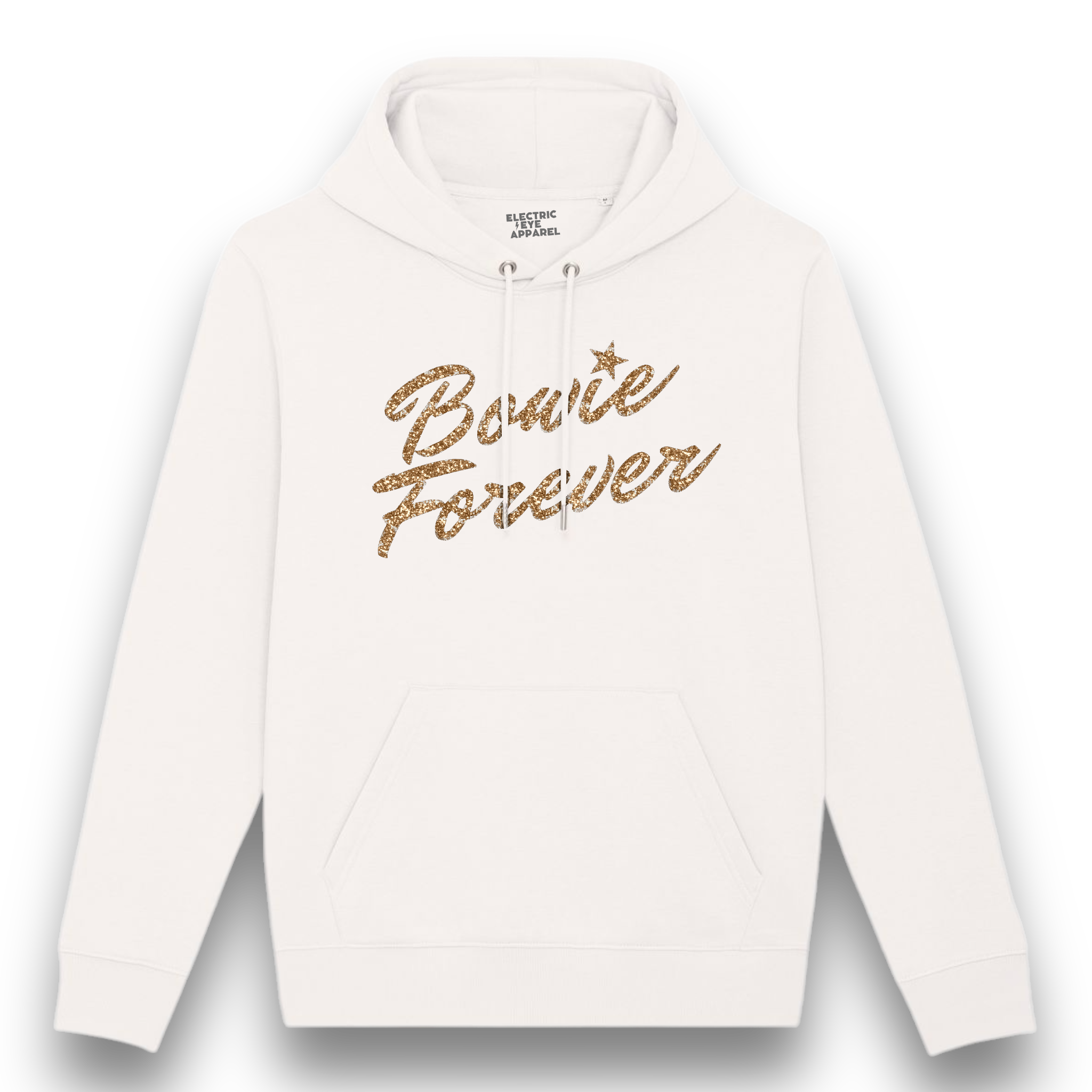 Limited Edition 'BOWIE FOREVER' glitter embroidered organic cotton unisex 'cruiser' hoodie