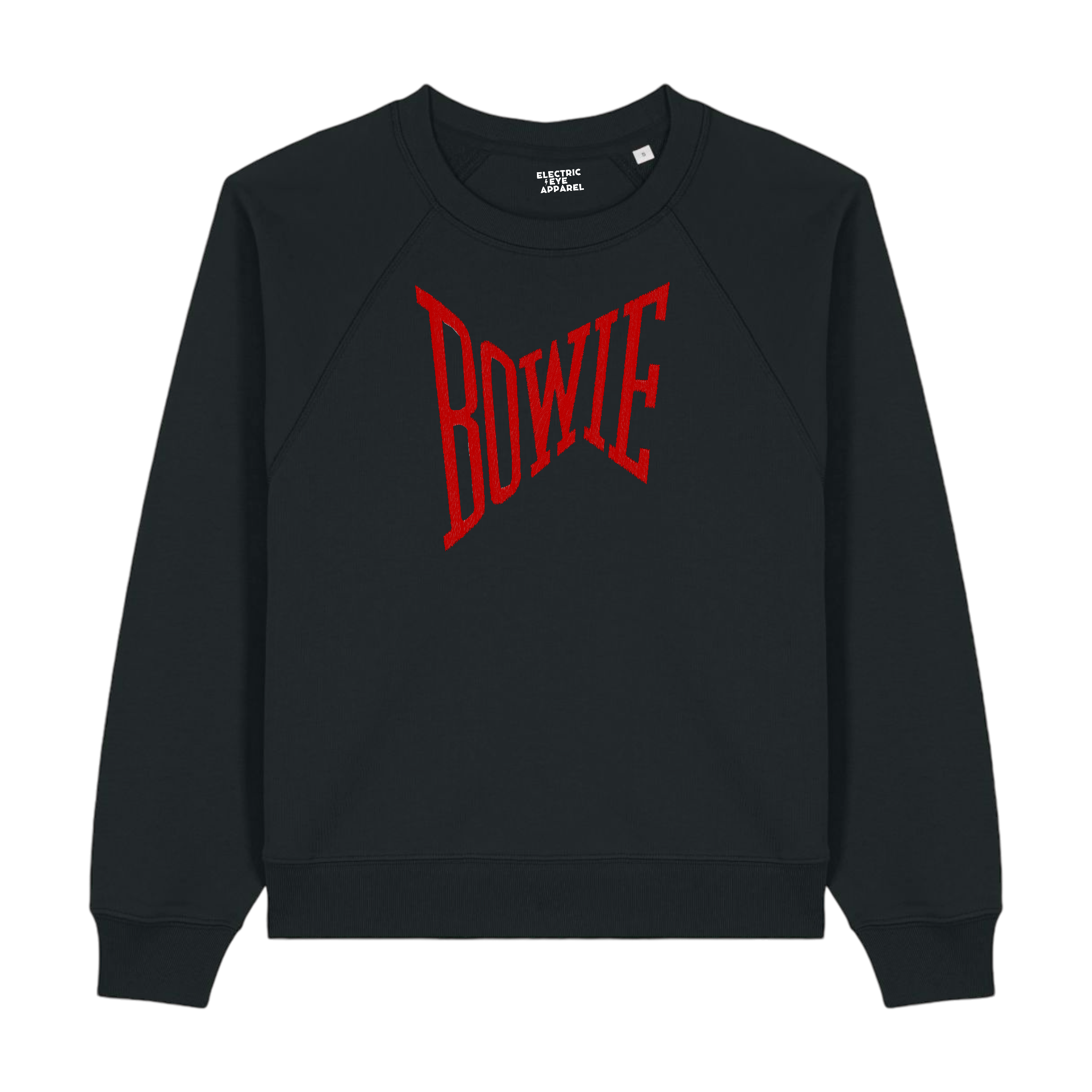 'BOWIE' embroidered organic women's raglan sleeve 'clara' sweatshirt