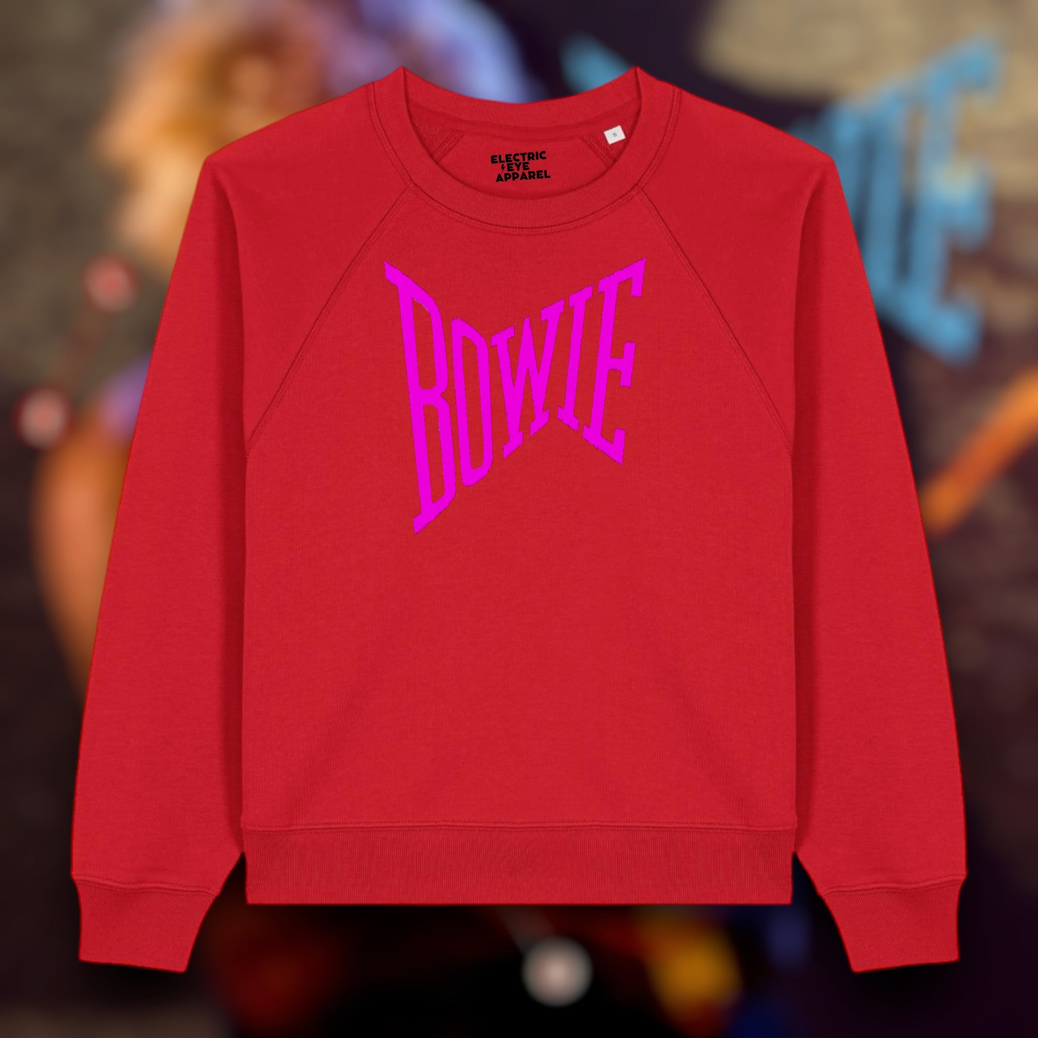 'BOWIE' embroidered organic women's raglan sleeve 'clara' sweatshirt