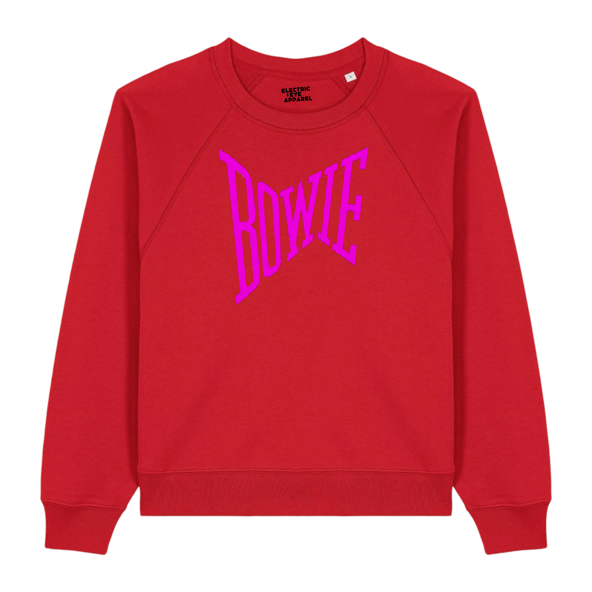 'BOWIE' embroidered organic women's raglan sleeve 'clara' sweatshirt