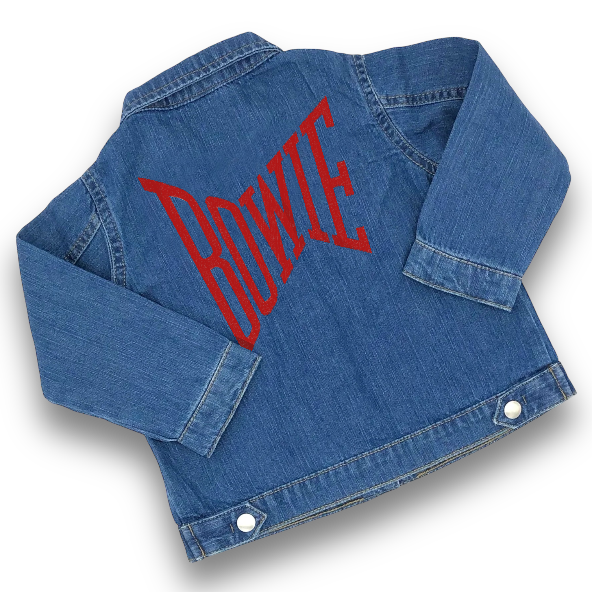 'BOWIE' embroidered 100% organic cotton 'Baby Rocks' denim jacket