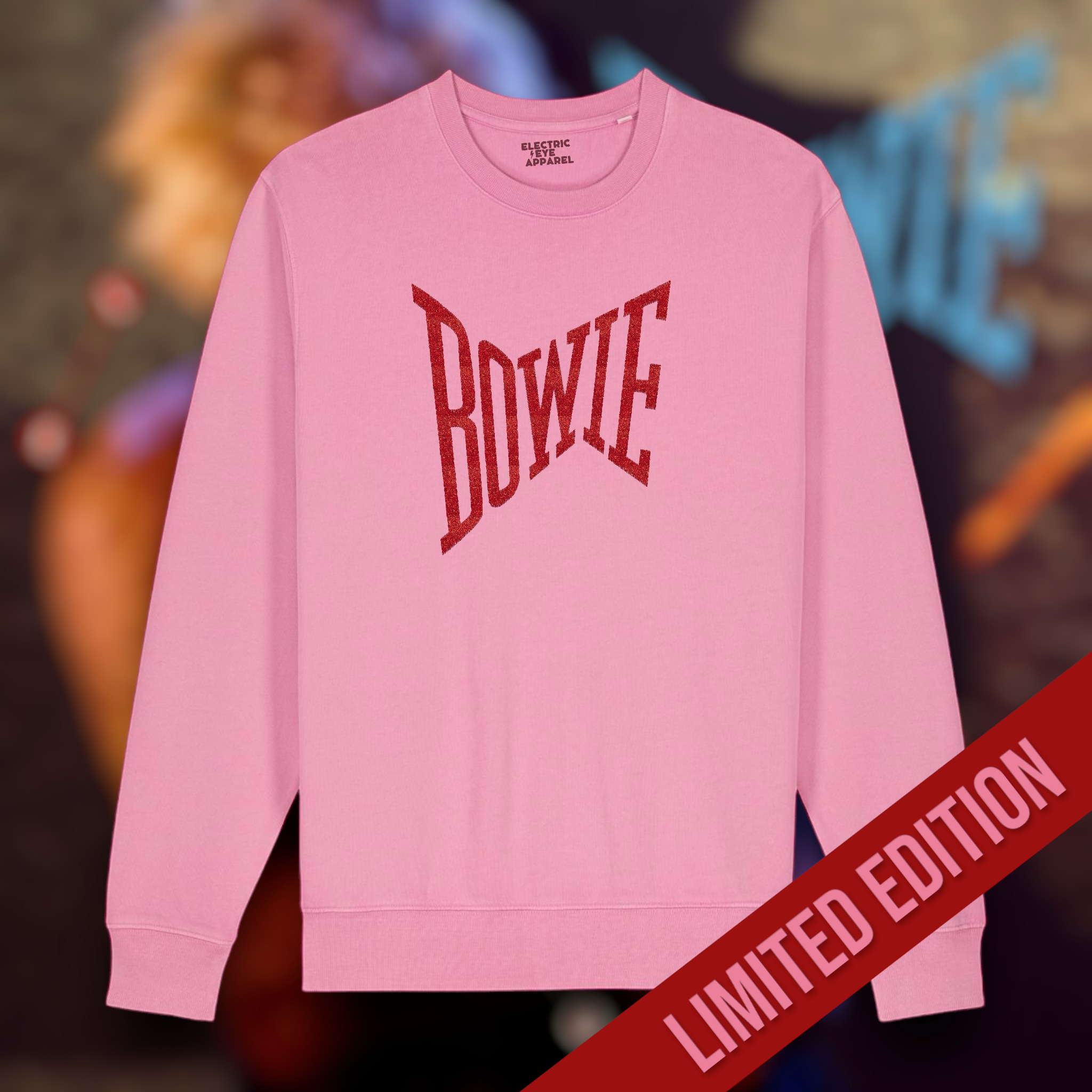 Limited Edition 'BOWIE' glitter embroidered organic unisex vintage style 'matcher' sweatshirt