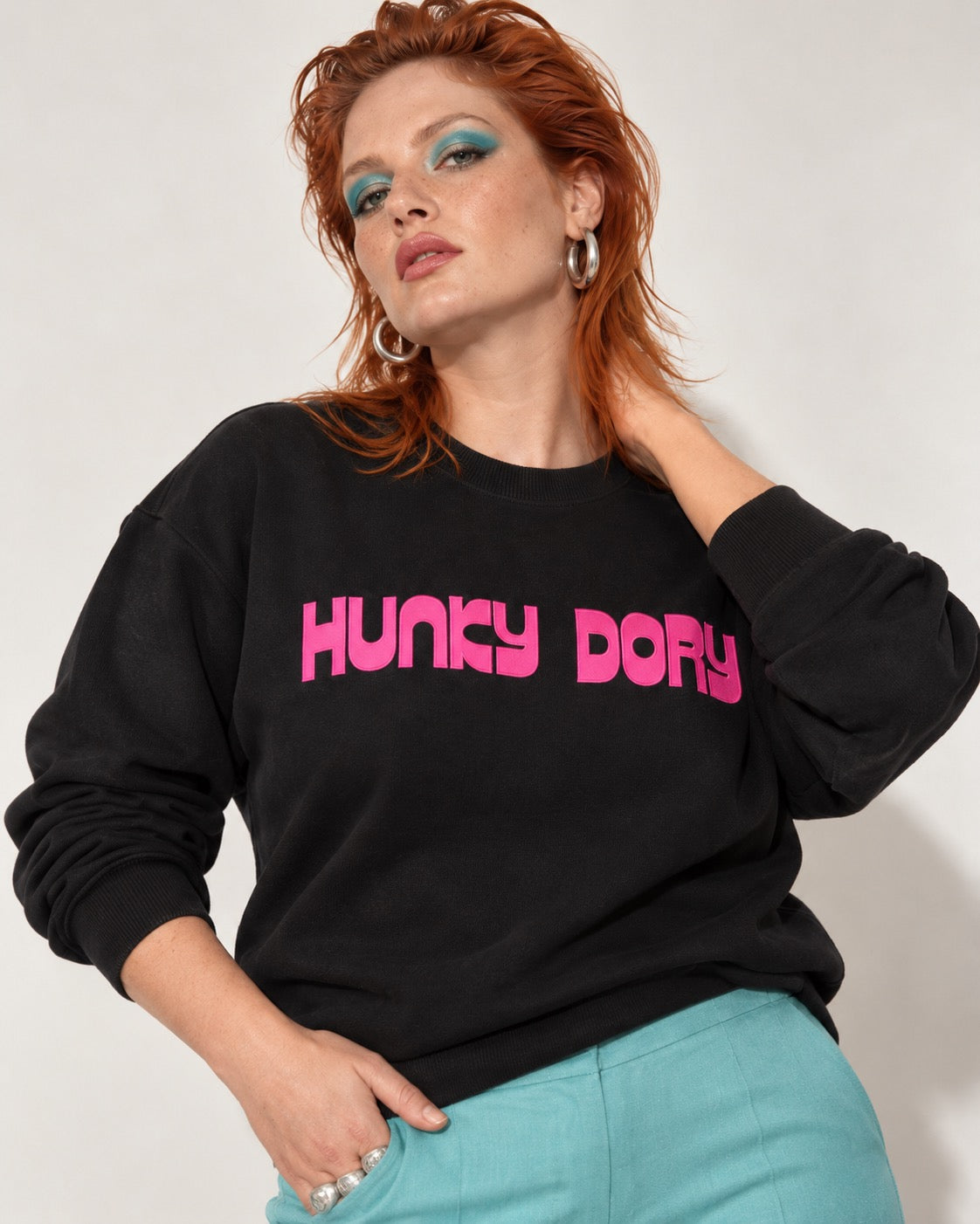 Women's 'HUNKY DORY' embroidered organic 'Matcher' sweatshirt - extended sizing