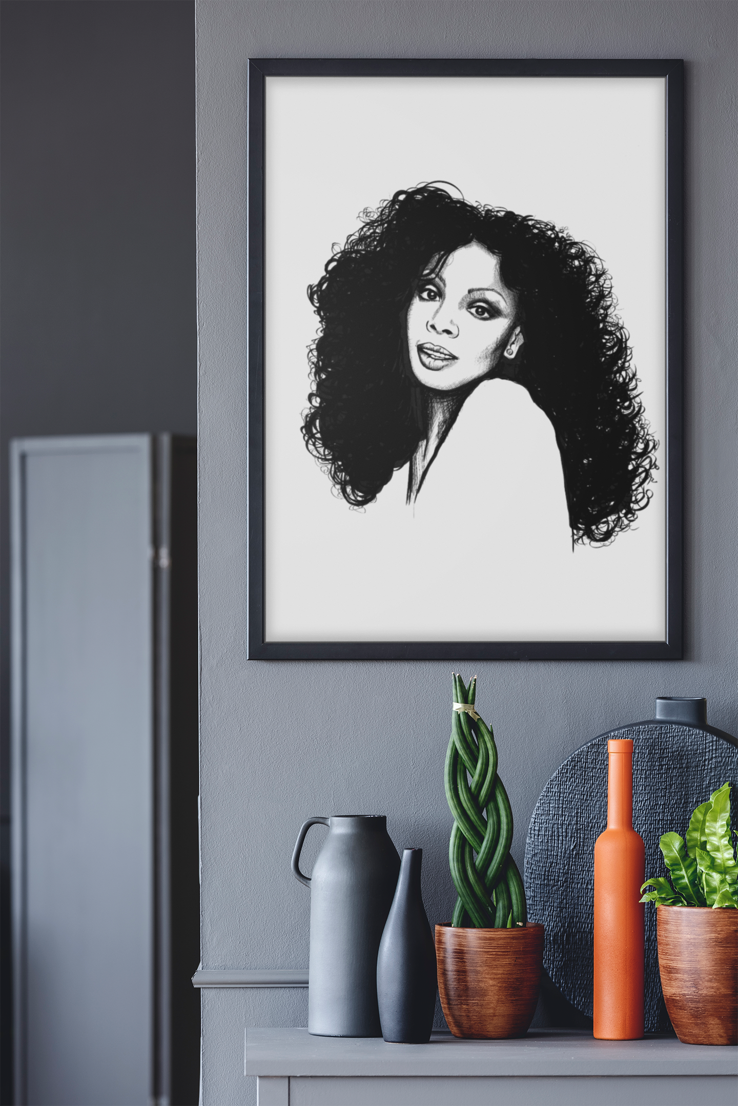 1970s Donna Summer Mono Line Art Premium Giclée Poster Print