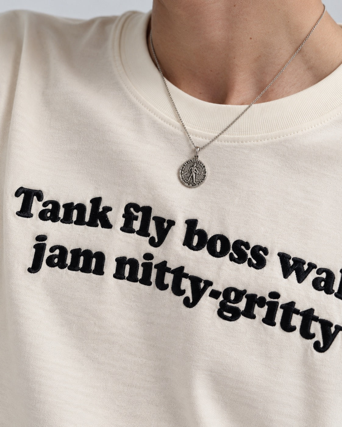 Men's 'TANK FLY BOSS WALK JAM NITTY-GRITTY' embroidered organic cotton 'Creator' t-shirt - inspired by Beats International