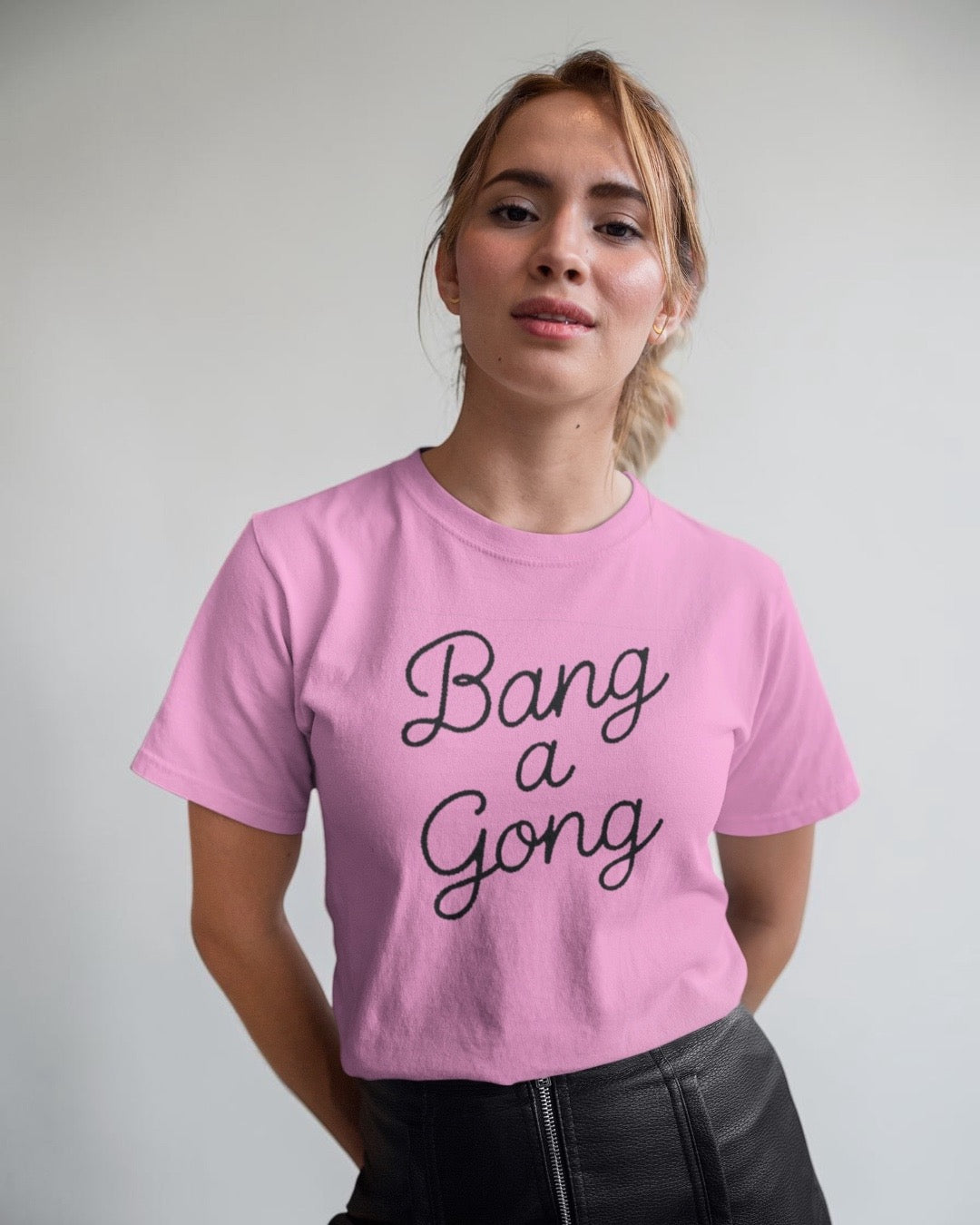 'BANG A GONG' embroidered premium organic unisex 'Rocker' t-shirt - sizes XXS-6XL