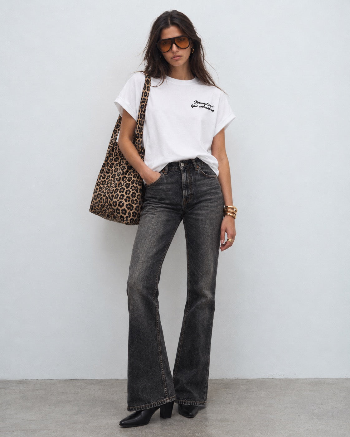 Personalised Lyric Left Chest Embroidered premium organic iconic women's 90s style dolman sleeve 'Collider' t-shirt - choose your own lyrics, font and thread colour
