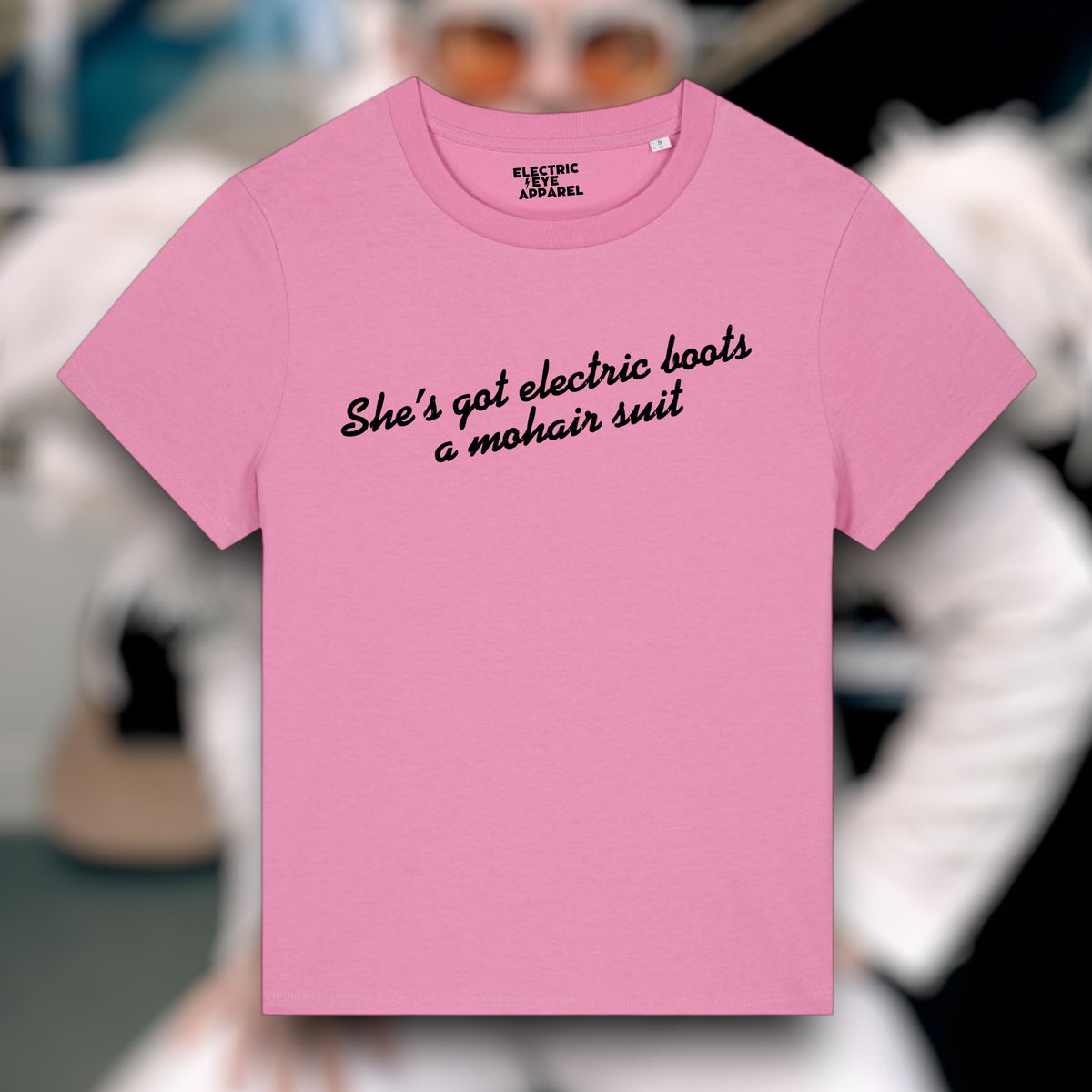 'SHE'S GOT ELECTRIC BOOTS, A MOHAIR SUIT' embroidered