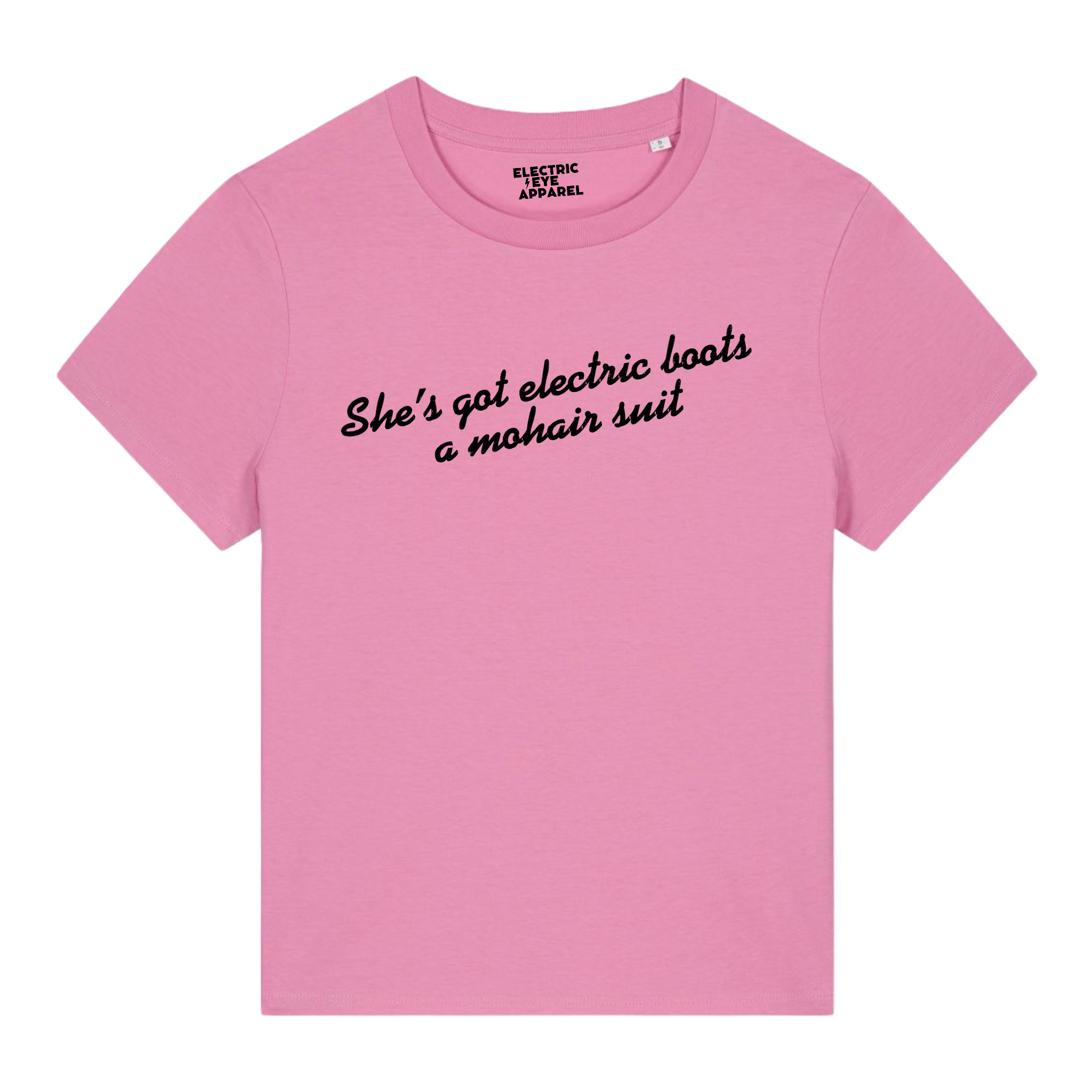 'SHE'S GOT ELECTRIC BOOTS, A MOHAIR SUIT' embroidered organic women's 'muser' t-shirt - inspired by Elton John