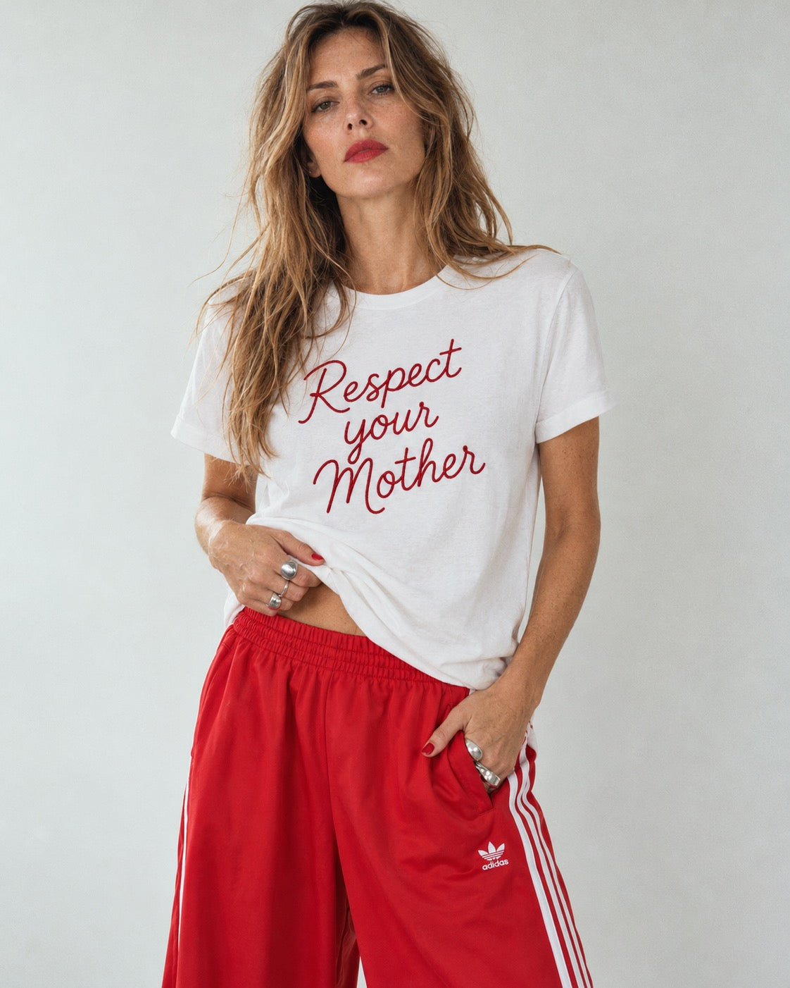 'RESPECT YOUR MOTHER' hand-embroidered style premium organic women's classic fit 'Muser' t-shirt - sizes XS-5XL