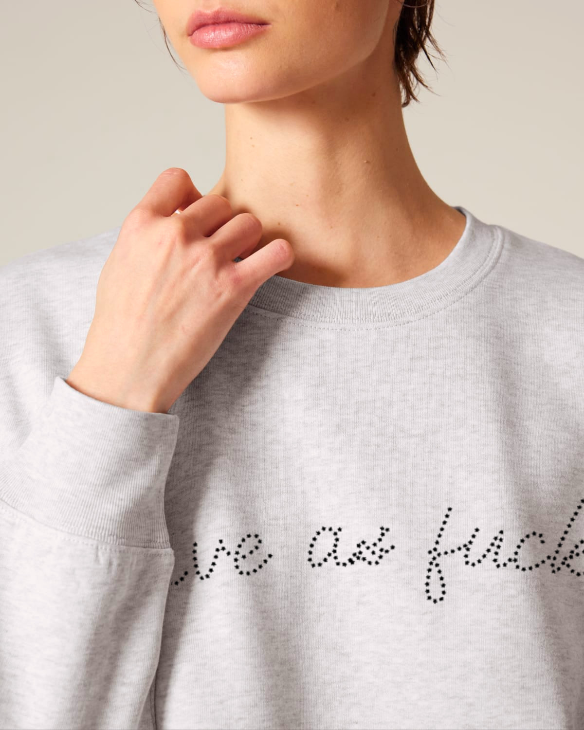 'FESTIVE AS F CK' mini star embroidered organic women's dropped shoulder 'alma' sweatshirt