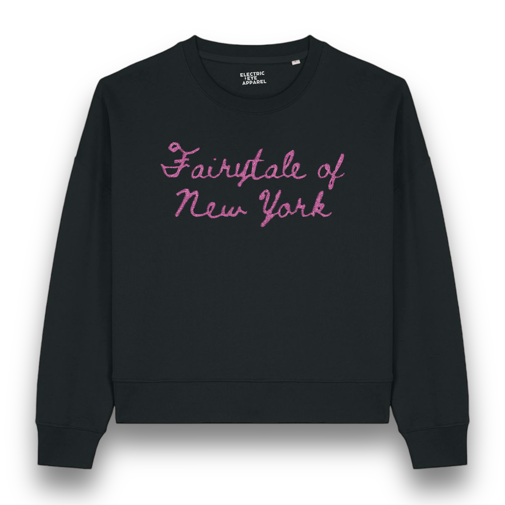 Limited Edition 'FAIRYTALE OF NEW YORK' glitter embroidered organic women's dropped shoulder 'alma' sweatshirt