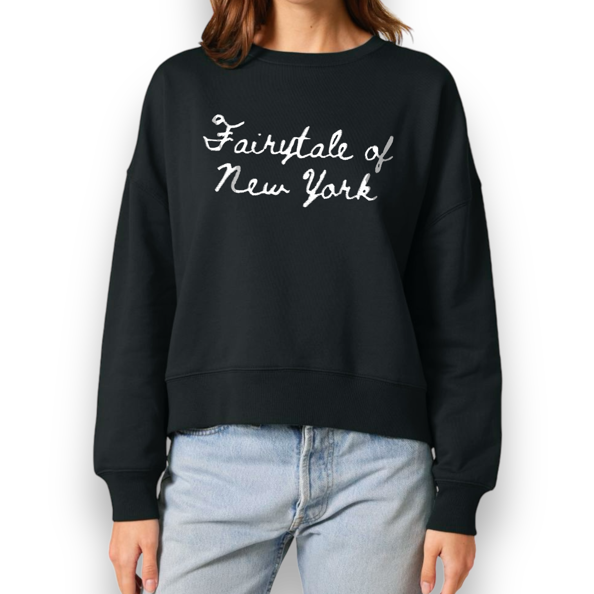 'FAIRYTALE OF NEW YORK' embroidered organic women's dropped shoulder 'alma' sweatshirt