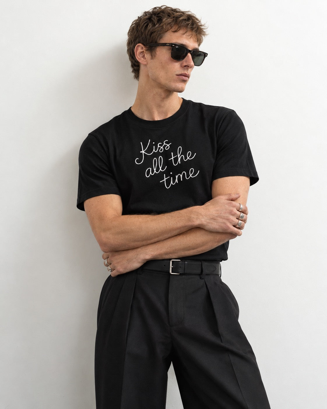 Men's 'KISS ALL THE TIME' embroidered premium organic classic fit 'Creator' t-shirt