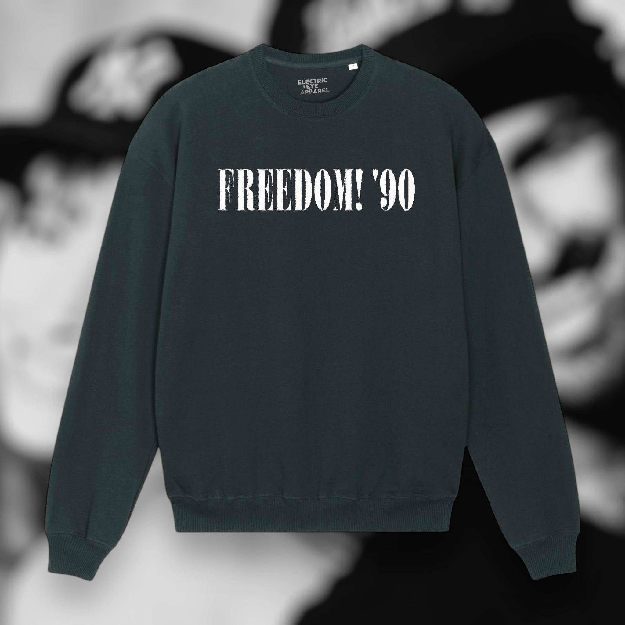 'FREEDOM! '90' 1990s style embroidered organic unisex 'Ledger' boxy dry hand feel crew neck sweatshirt - inspired by George Michael