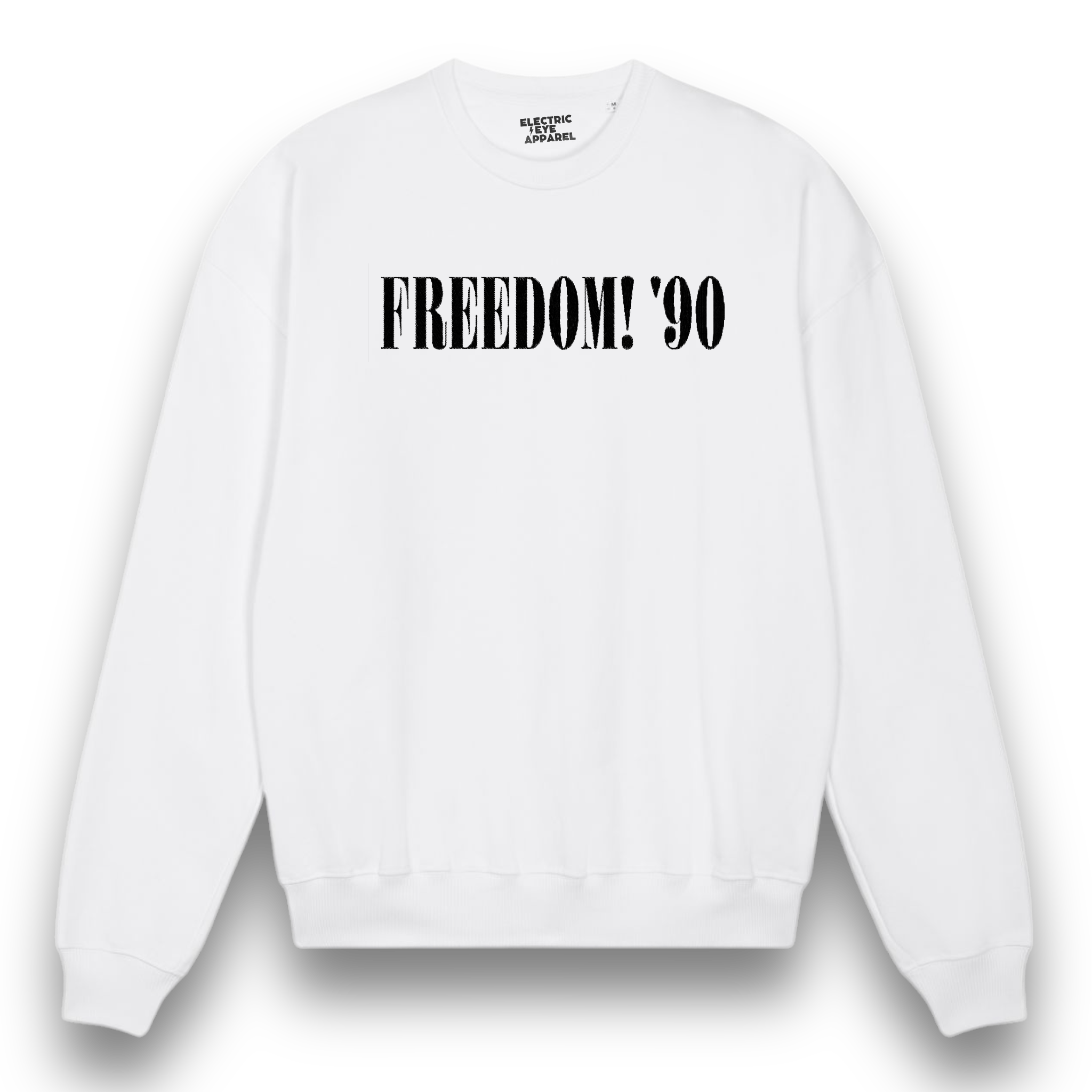 'FREEDOM! '90' 1990s style embroidered organic unisex 'Ledger' boxy dry hand feel crew neck sweatshirt - inspired by George Michael