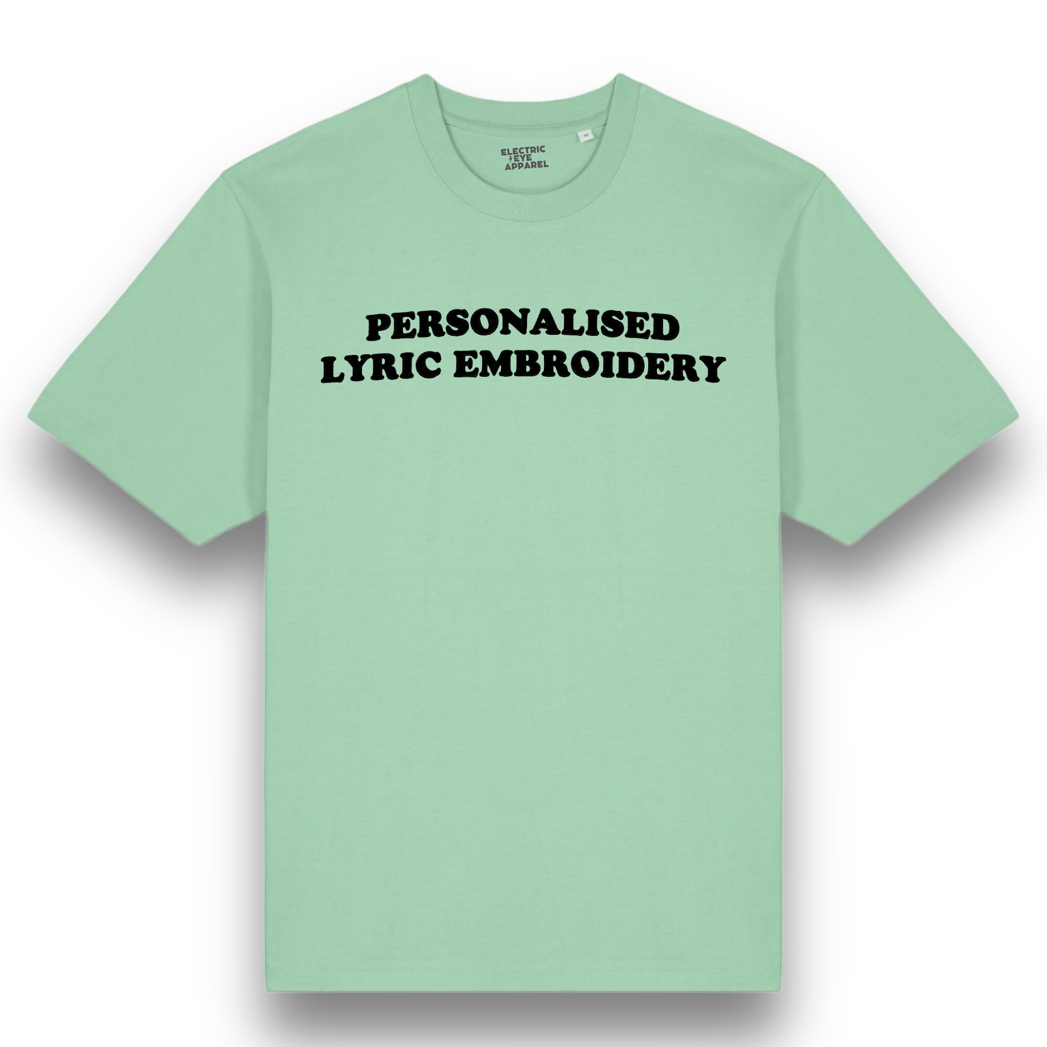 Personalised Lyric Centre Chest Embroidered premium organic iconic unisex relaxed heavy 'Freestyler' t-shirt - choose your own lyrics, font and thread colour