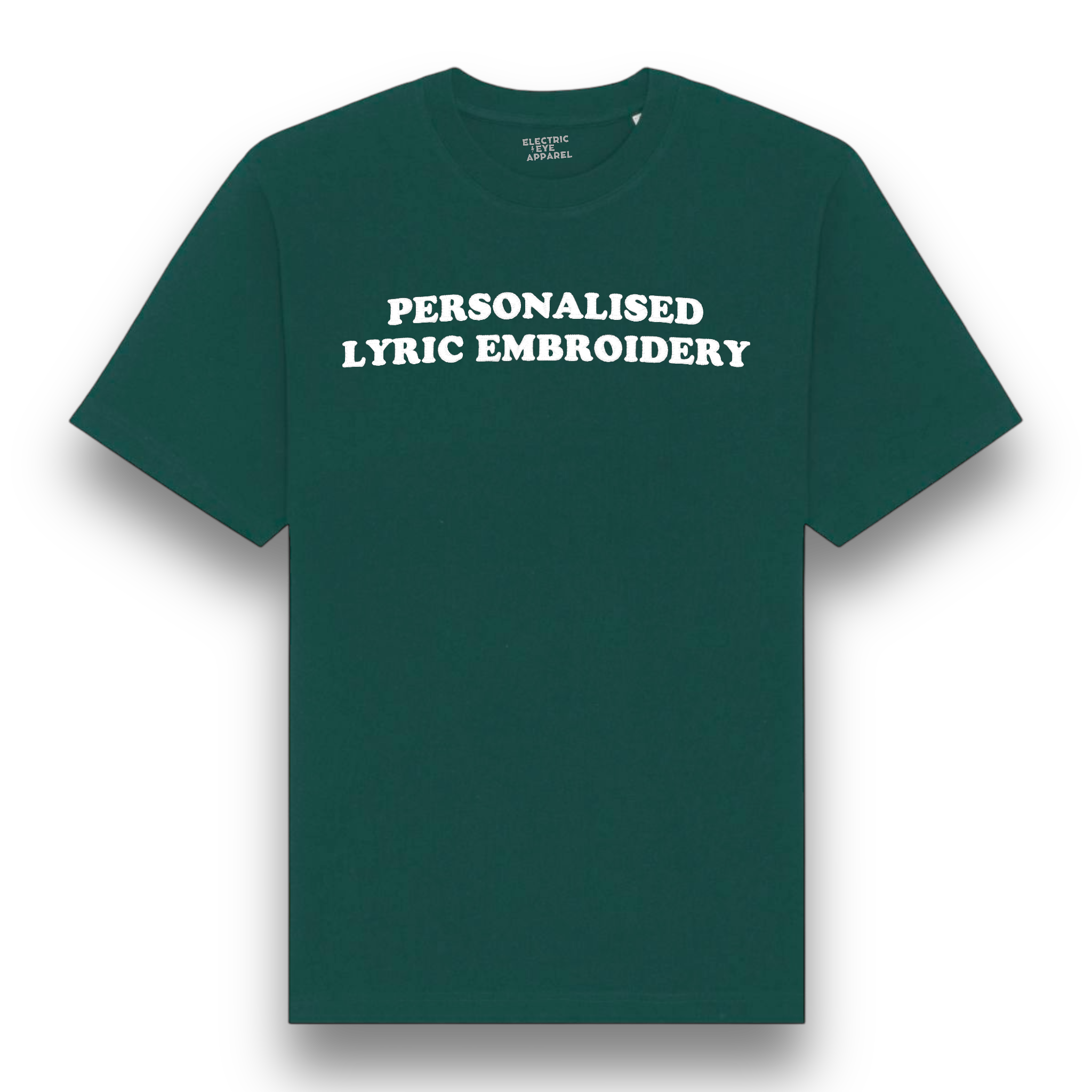 Personalised Lyric Centre Chest Embroidered premium organic iconic unisex relaxed heavy 'Freestyler' t-shirt - choose your own lyrics, font and thread colour